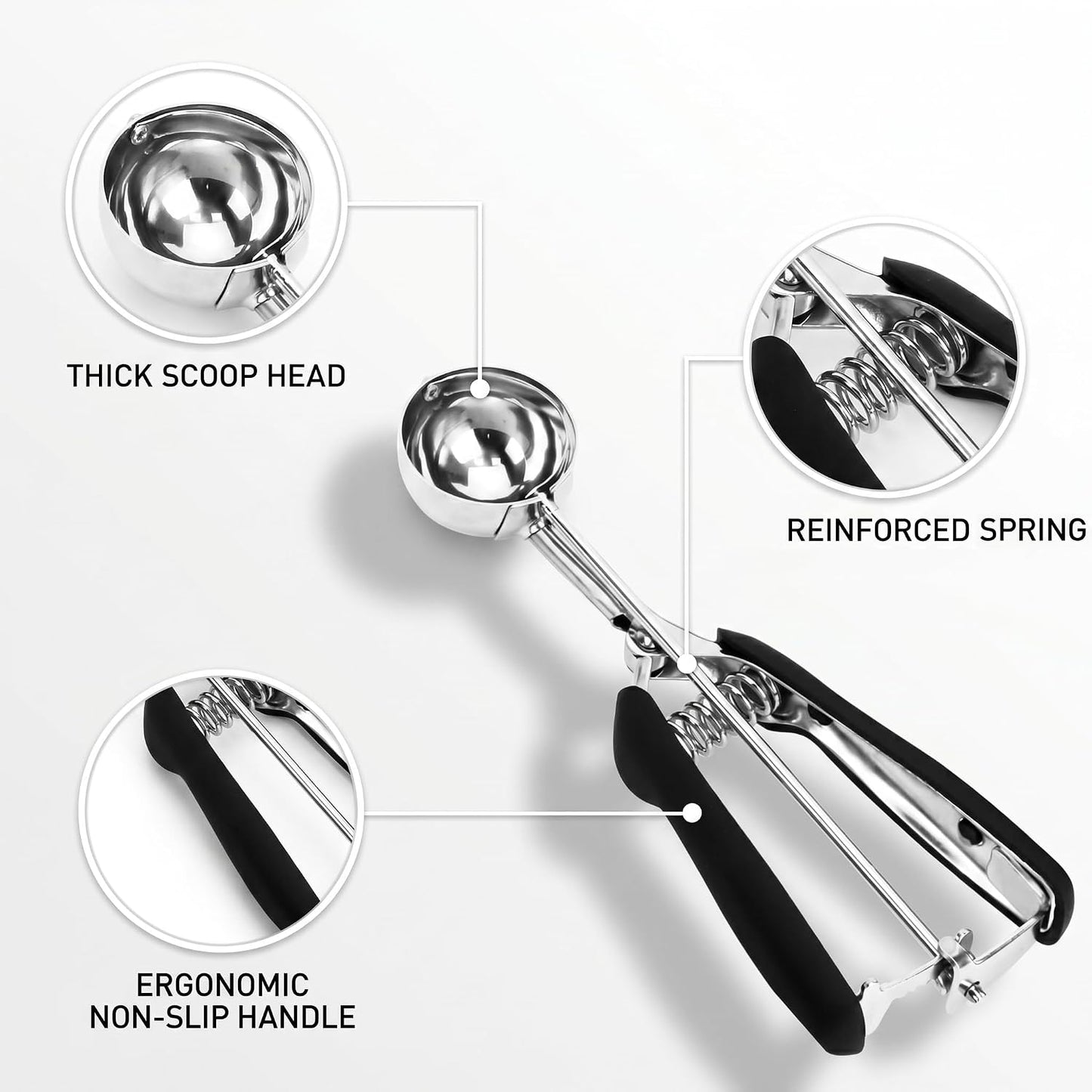 Ice Cream Scoop, 18/8 Stainless Steel Cookie Scoop, Cookie Scoops for Baking, 2 Tbsp/ 30 ml/ 1 oz Cookie Dough Scoop, Ice Cream Scooper with Trigger Release, Cookie Scooper for Baking