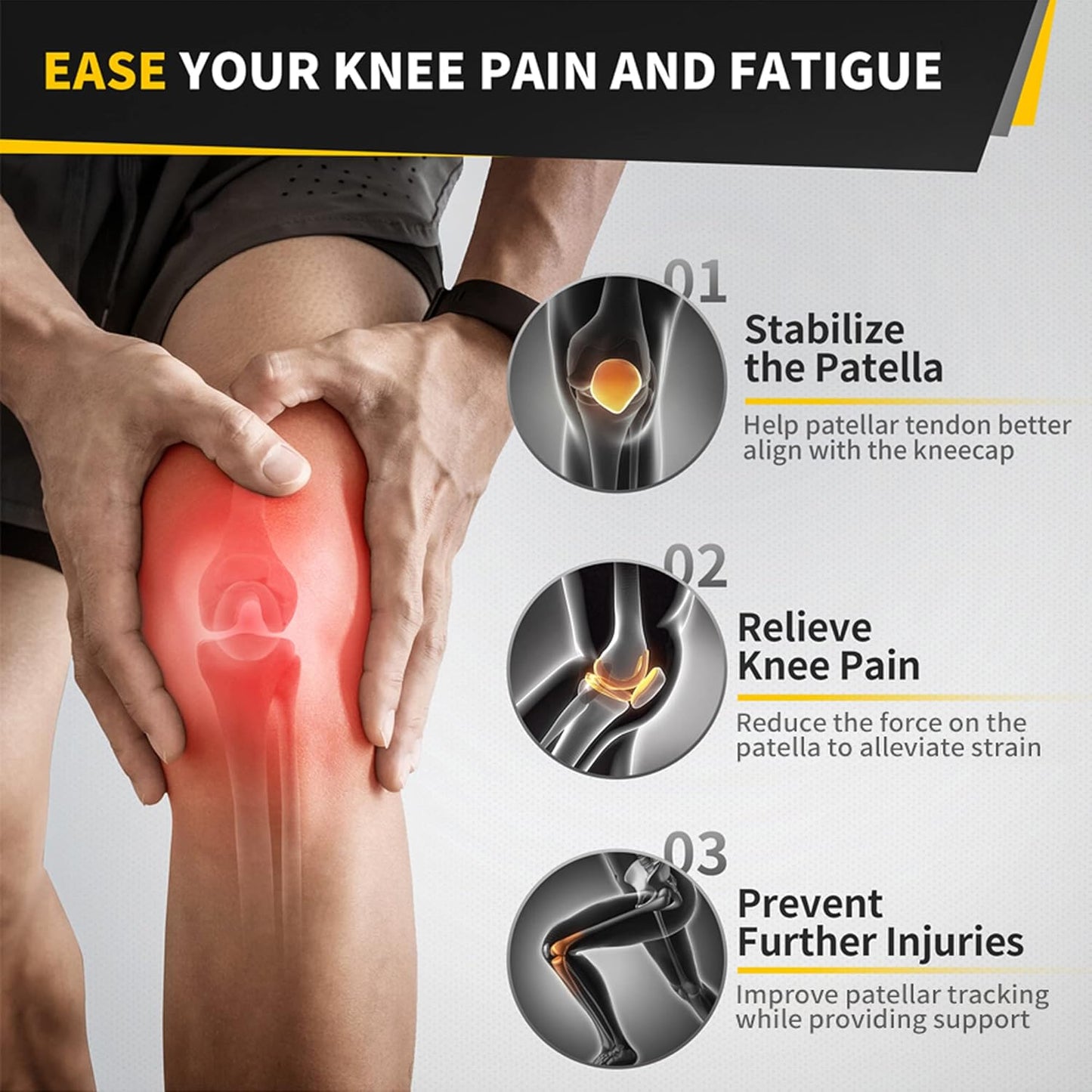 Cambivo Patellar Tendon Knee Straps 2 Pack for Pain Relief and Support