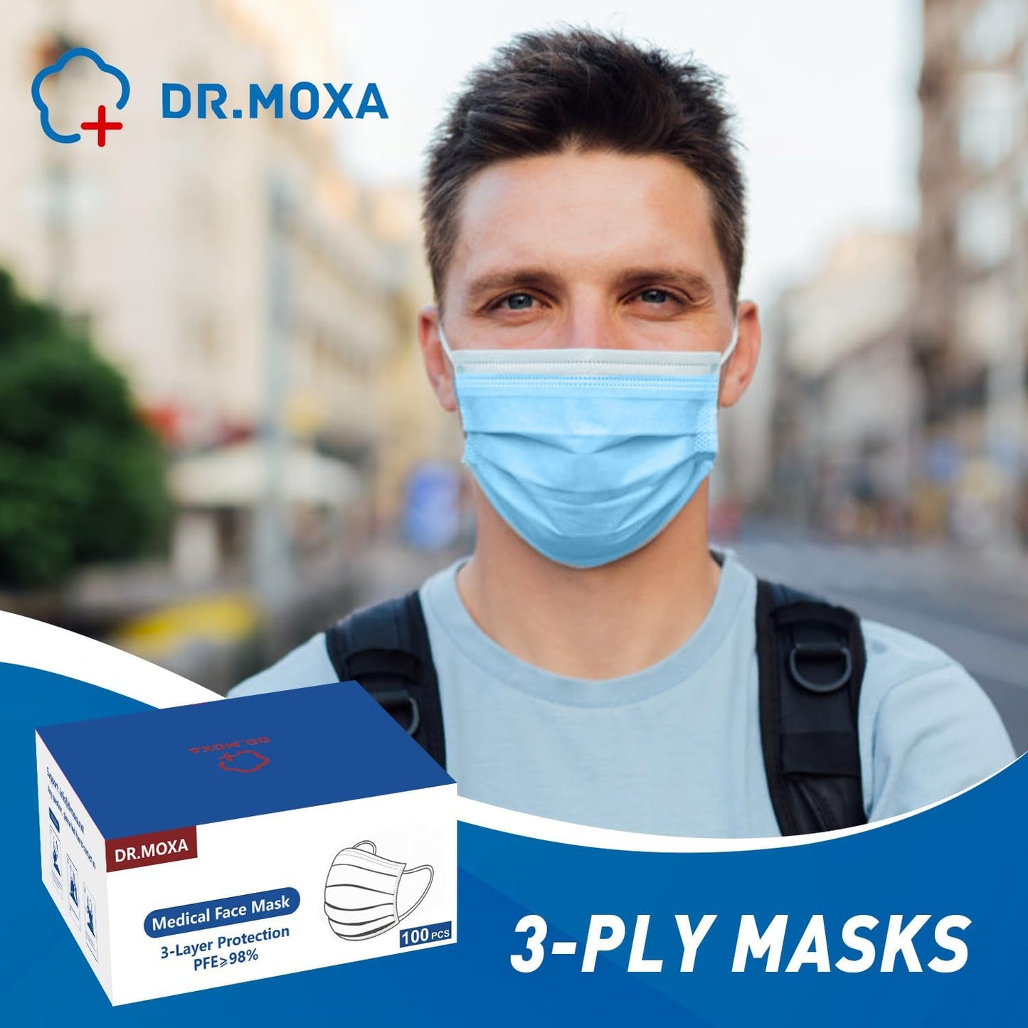 100 Pack Disposable Face Masks ASTM Level 2 Medical Grade 3 Ply Protection