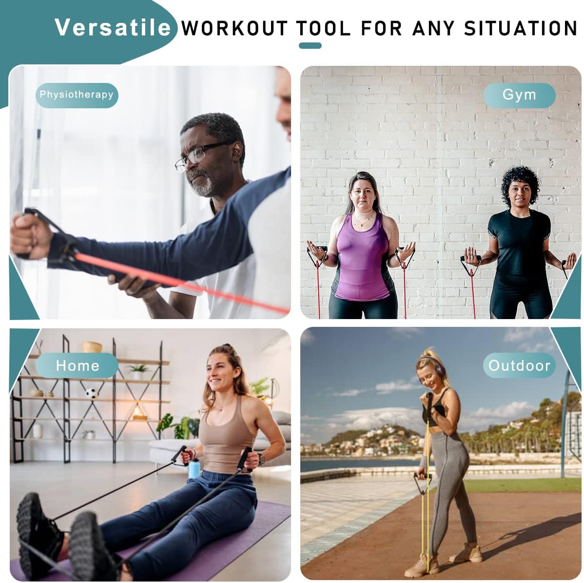Resistance Bands with Handles for Full Body Workout, Therapy, Home Fitness