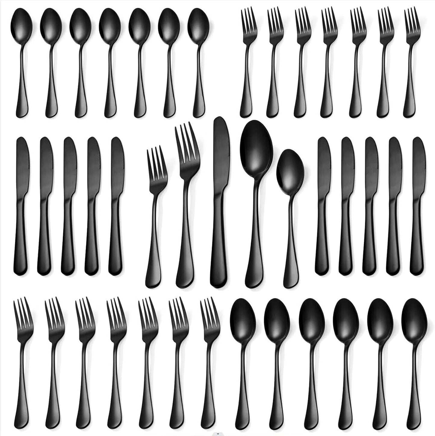 20 Pcs Black Silverware Set, Food-Grade Stainless Steel Flatware Set for 4, Square Cutlery Set, Mirror Polished Tableware Eating Utensils Set for Kitchen, Include Knife Fork Spoon Set,Dishwasher Safe