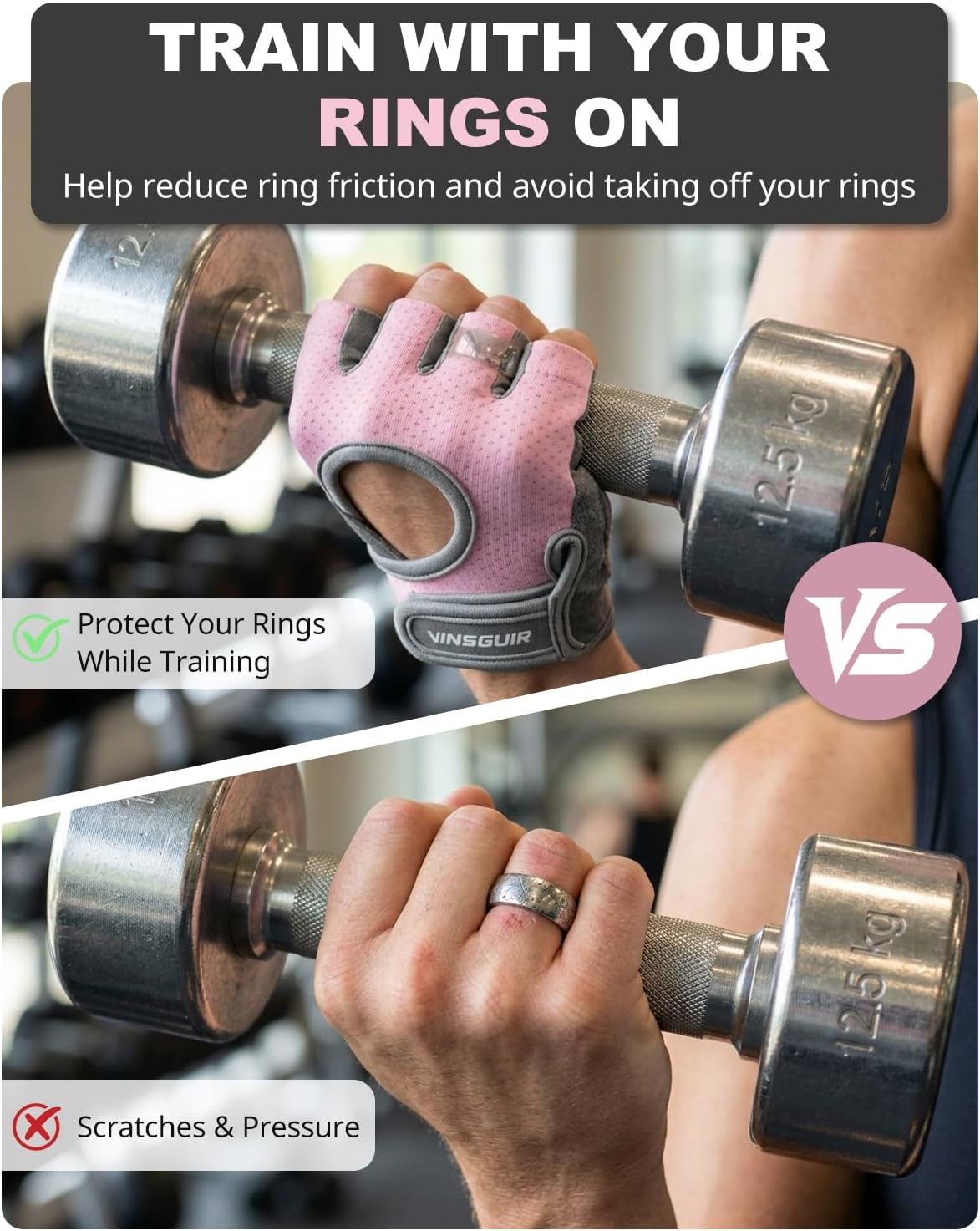 VINSGUIR Workout Gloves for Women & Men, Breathable, Grip Pads