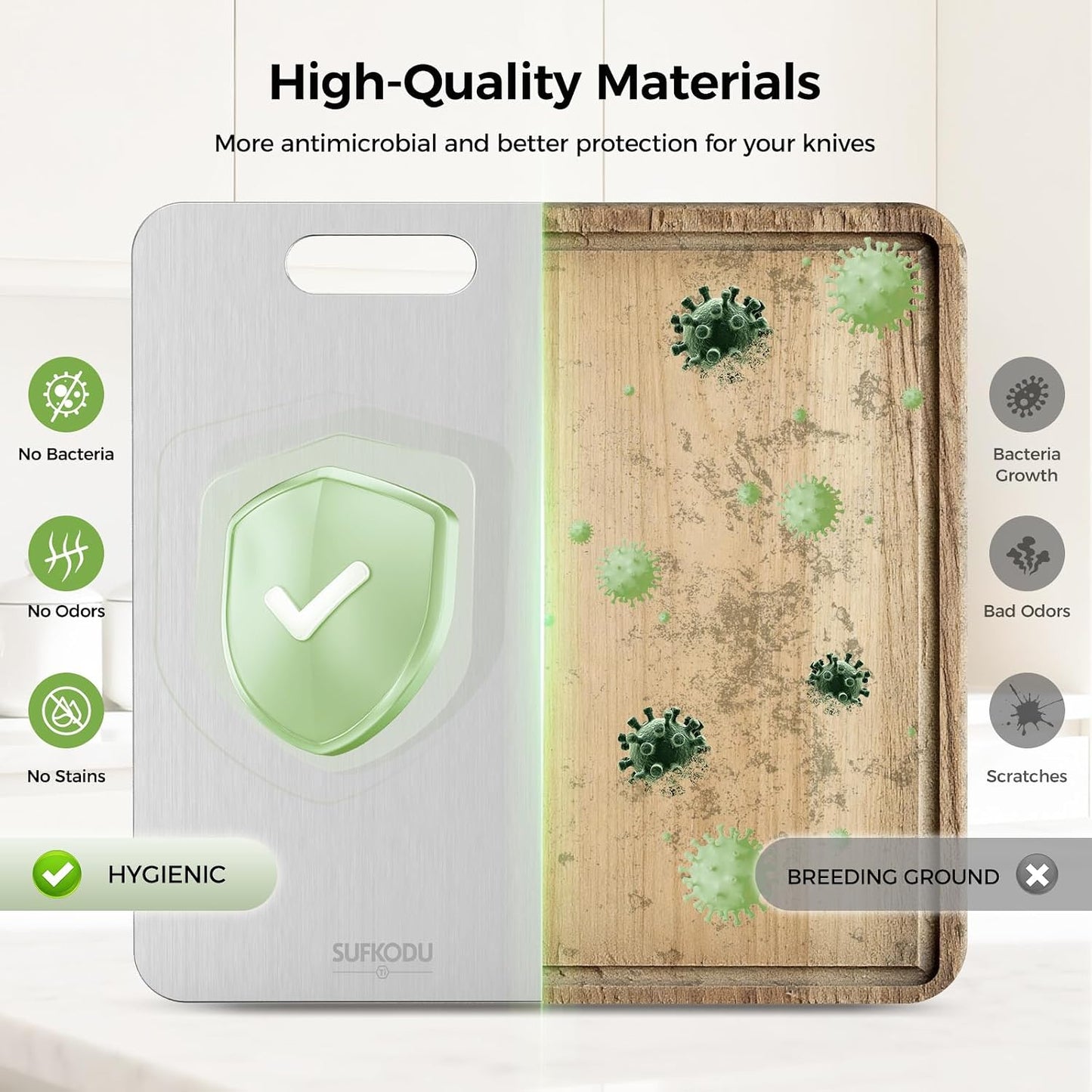 Titanium Cutting Board Set of 3, 100% Double-Sided Titanium Cutting Boards for Kitchen, Dishwasher Safe Non-Toxic Chopping Boards for Meat, Vegetables, Fruits, Raw and Cooked Food Prep (M+L+XL)