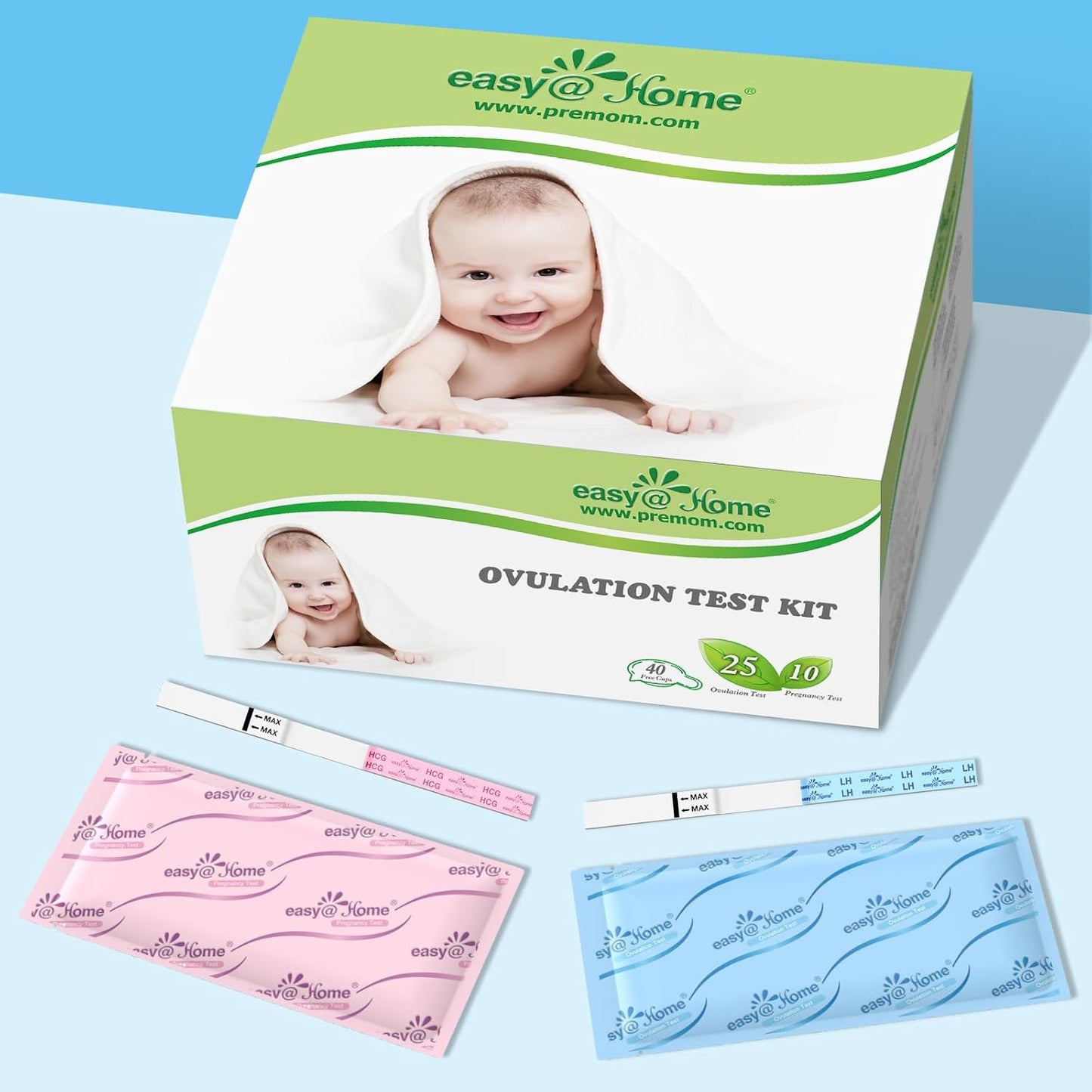Easy@Home Ovulation and Pregnancy Test Strips Kit with 25 LH and 10 HCG Tests