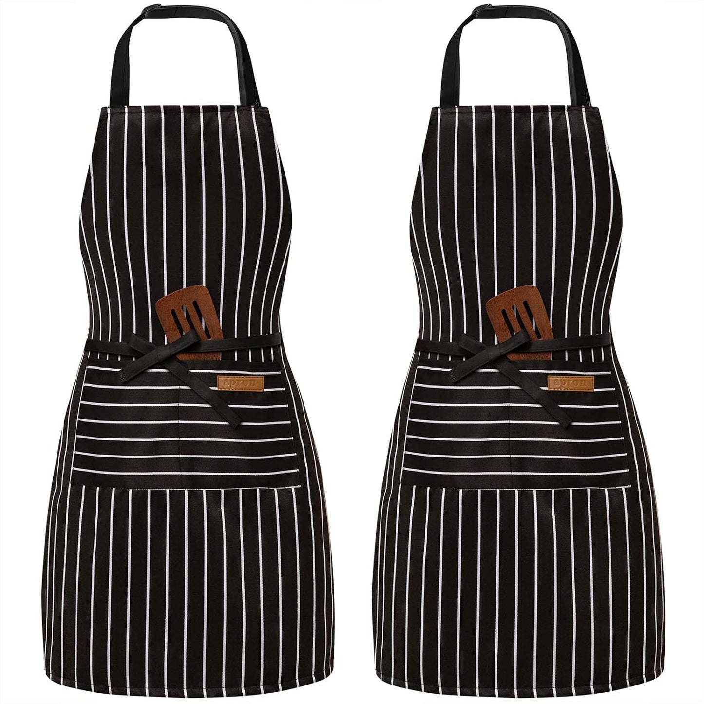 BeLuyi 2 Pack Adjustable Bib Apron with 2 Pockets Chef Cooking Kitchen Restaurant Aprons for Women Men
