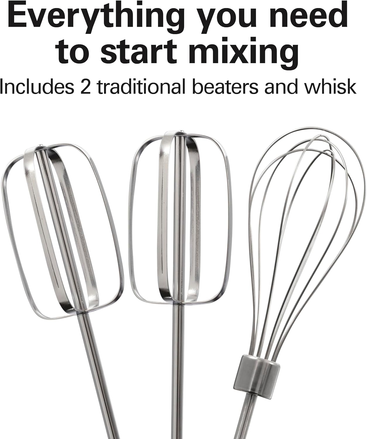 Hamilton Beach 6-Speed Electric Hand Mixer With QuickBurst and Bowl Rest | Powerful 250 Watt Motor | Traditional Beaters | Snap-On Storage Case | White | 62682G