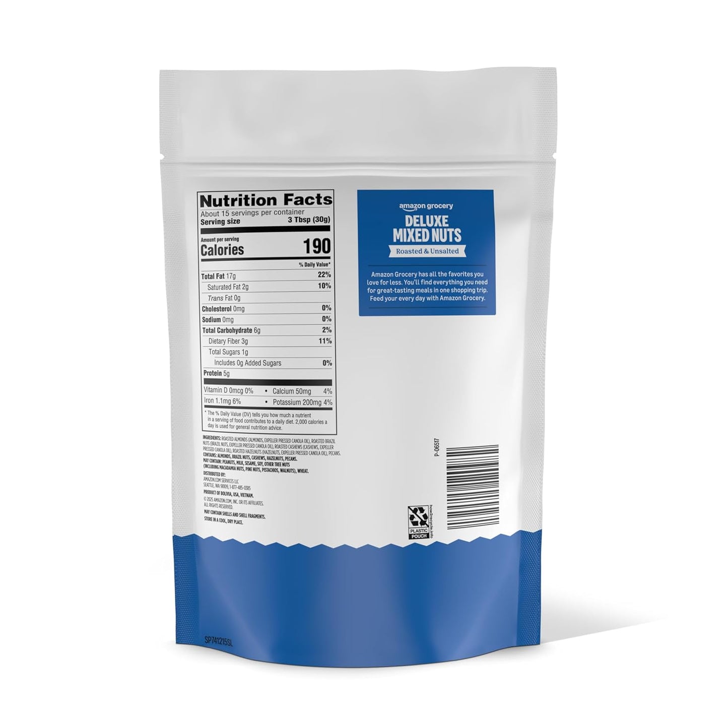 Amazon Grocery Deluxe Mixed Nuts Roasted Unsalted 16 Oz Product Details