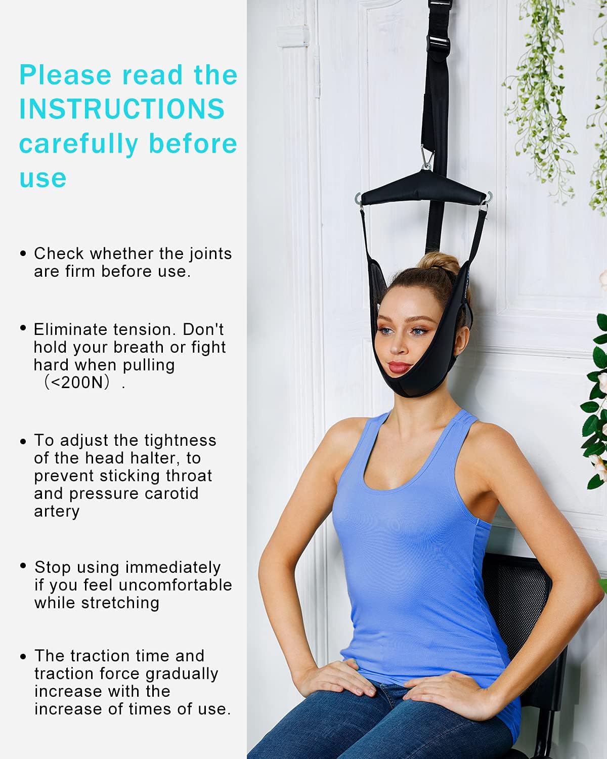comness cervical neck traction device over door for home use portable neck stretcher