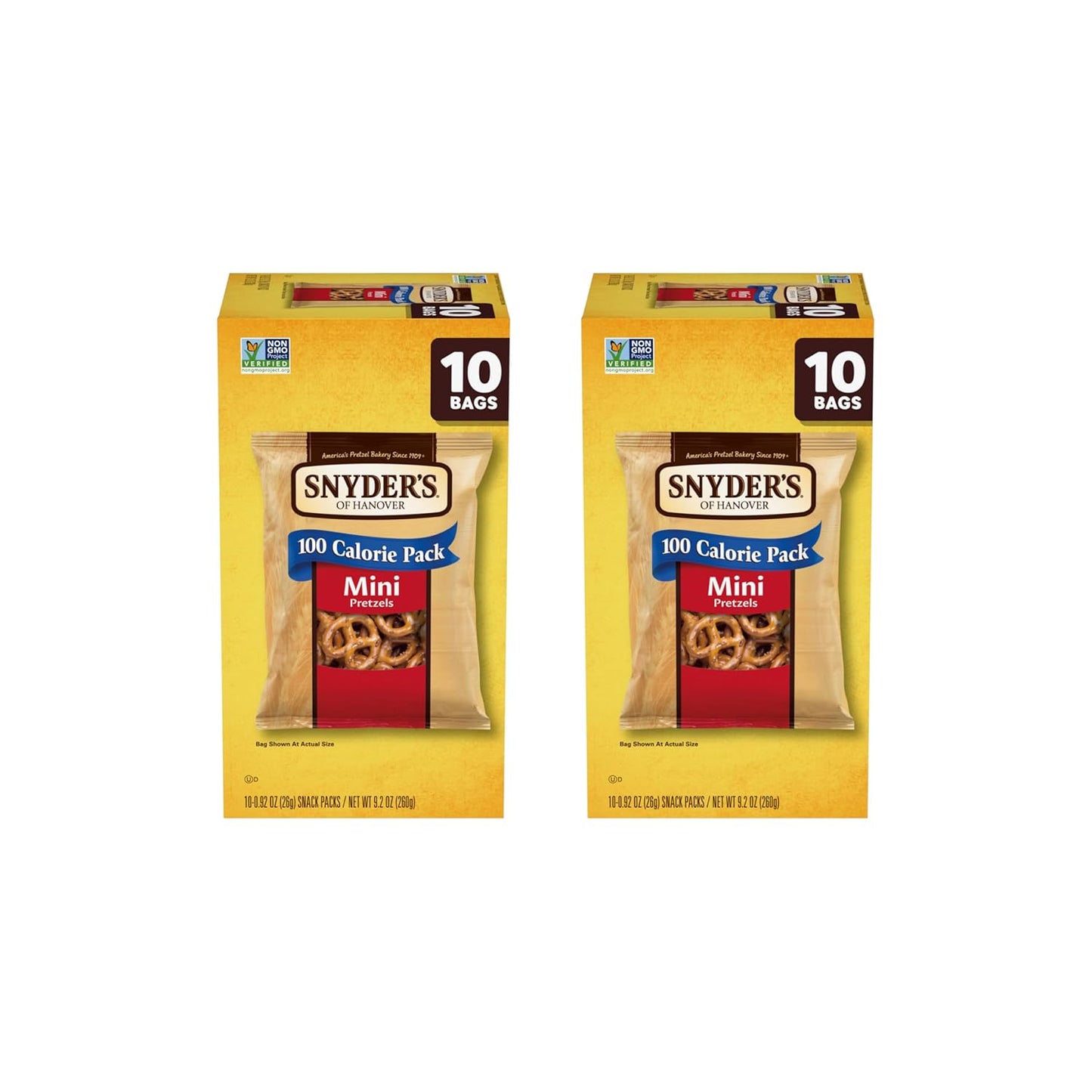 Snyder's of Hanover Mini Pretzels, 10 Count, 0.92 Oz, Individually Wrapped Snack Packs
