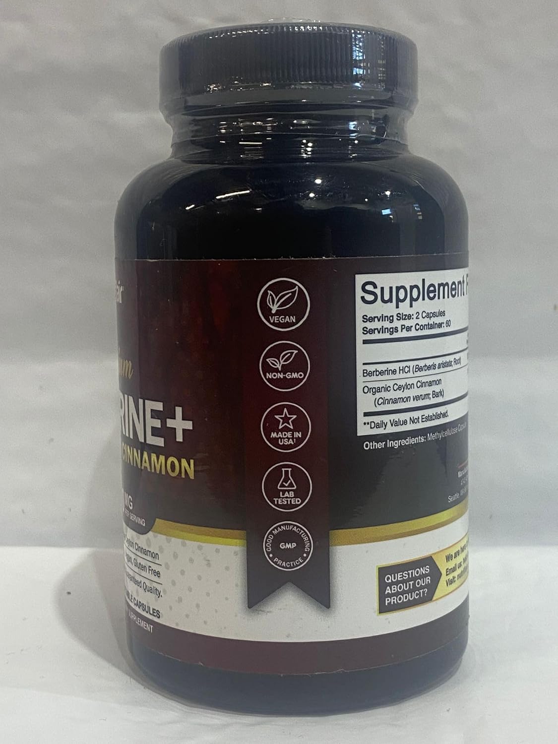 NutriFlair Premium Berberine HCL 1200mg, 120 Capsules - Plus Pure True Ceylon Cinnamon, Berberine HCI Root Supplements Pills - Immune System - Made in USA