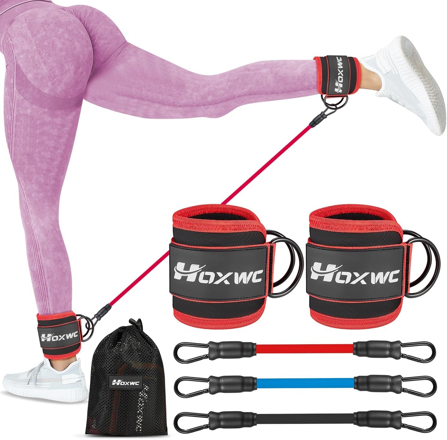 Ankle Resistance Bands with Cuffs for Leg, Booty & Hip Workouts