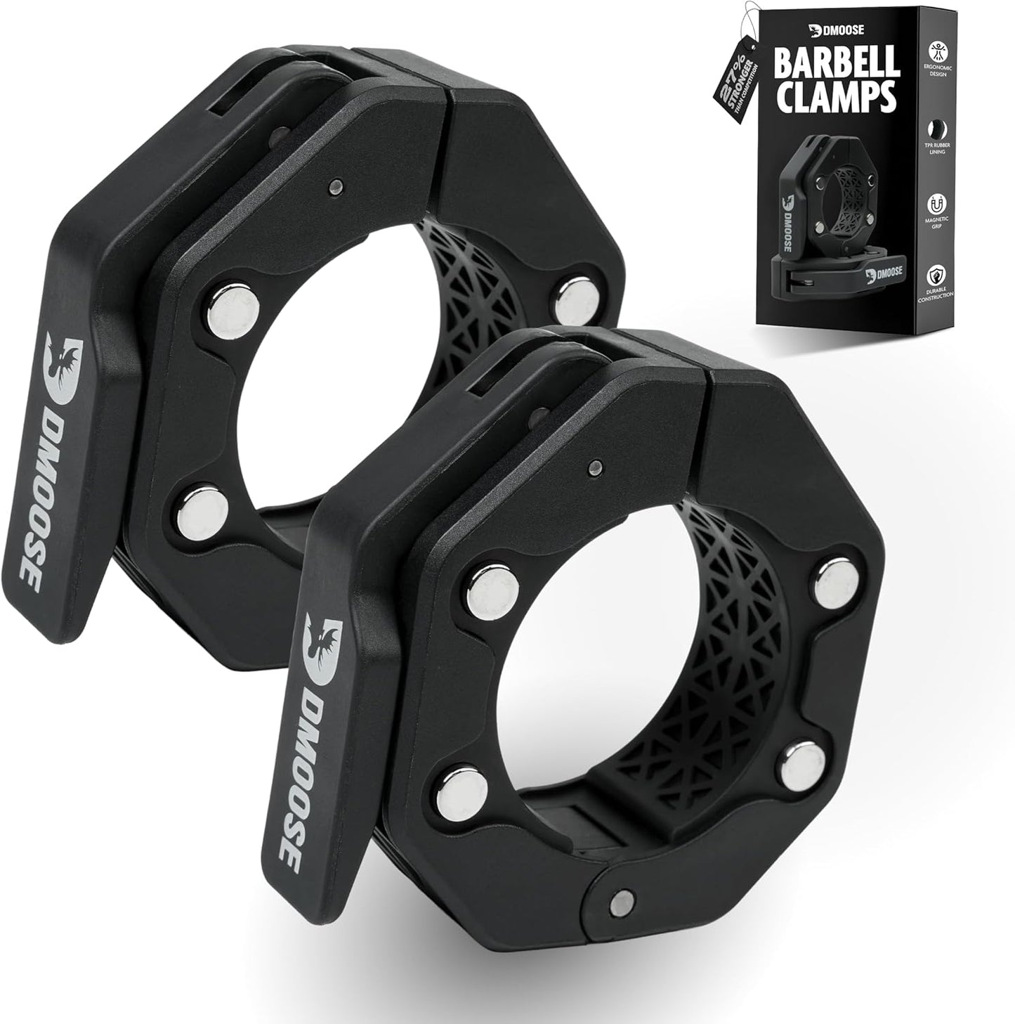 DMoose Fitness Barbell Clips 2 Inch - Quick Release Collars for Weightlifting