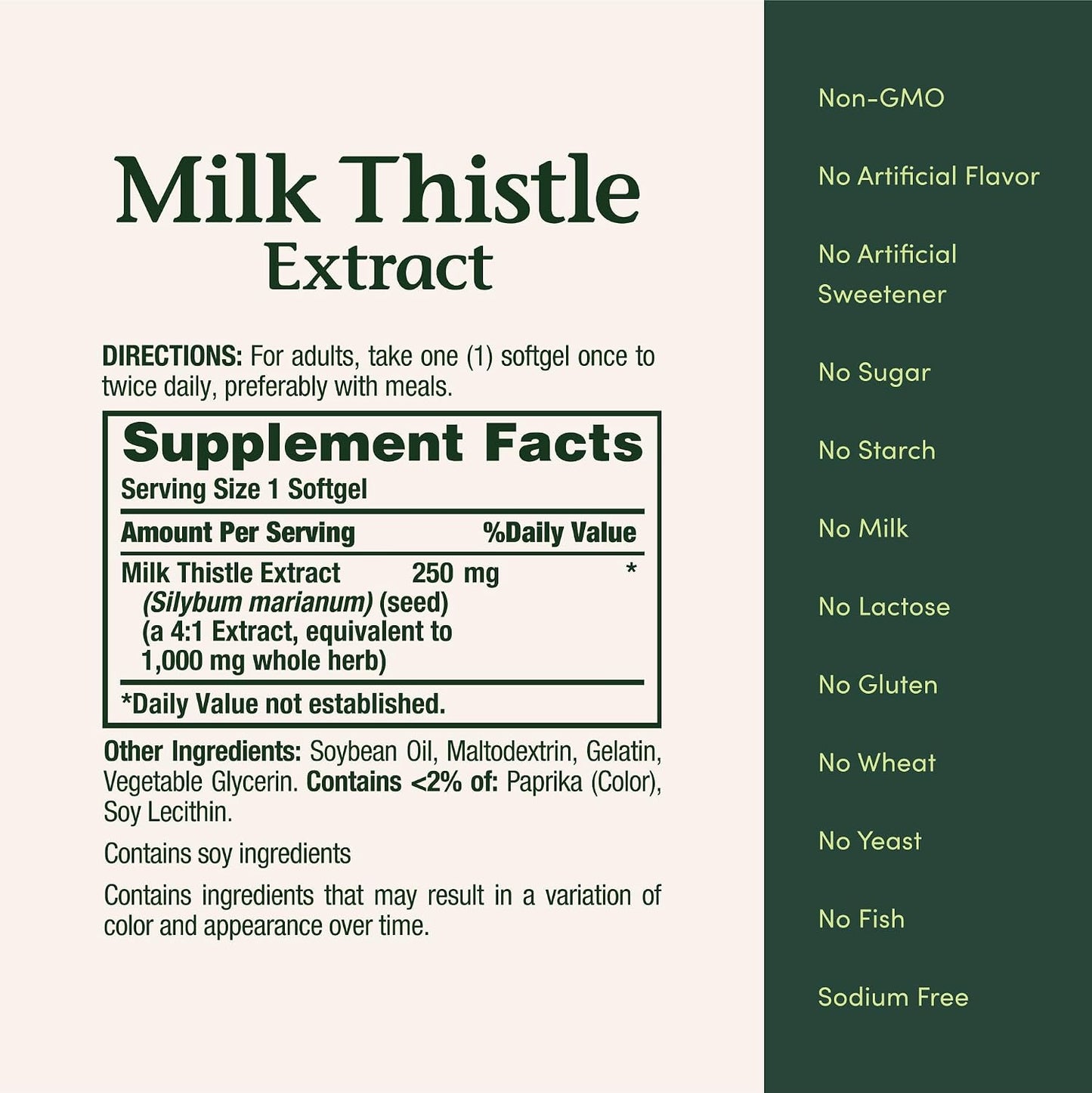 Nature's Bounty Milk Thistle 1000mg, Herbal Health Supplement, Daily Supplement, Gluten Free, Rapid Release Softgels, 50 Ct