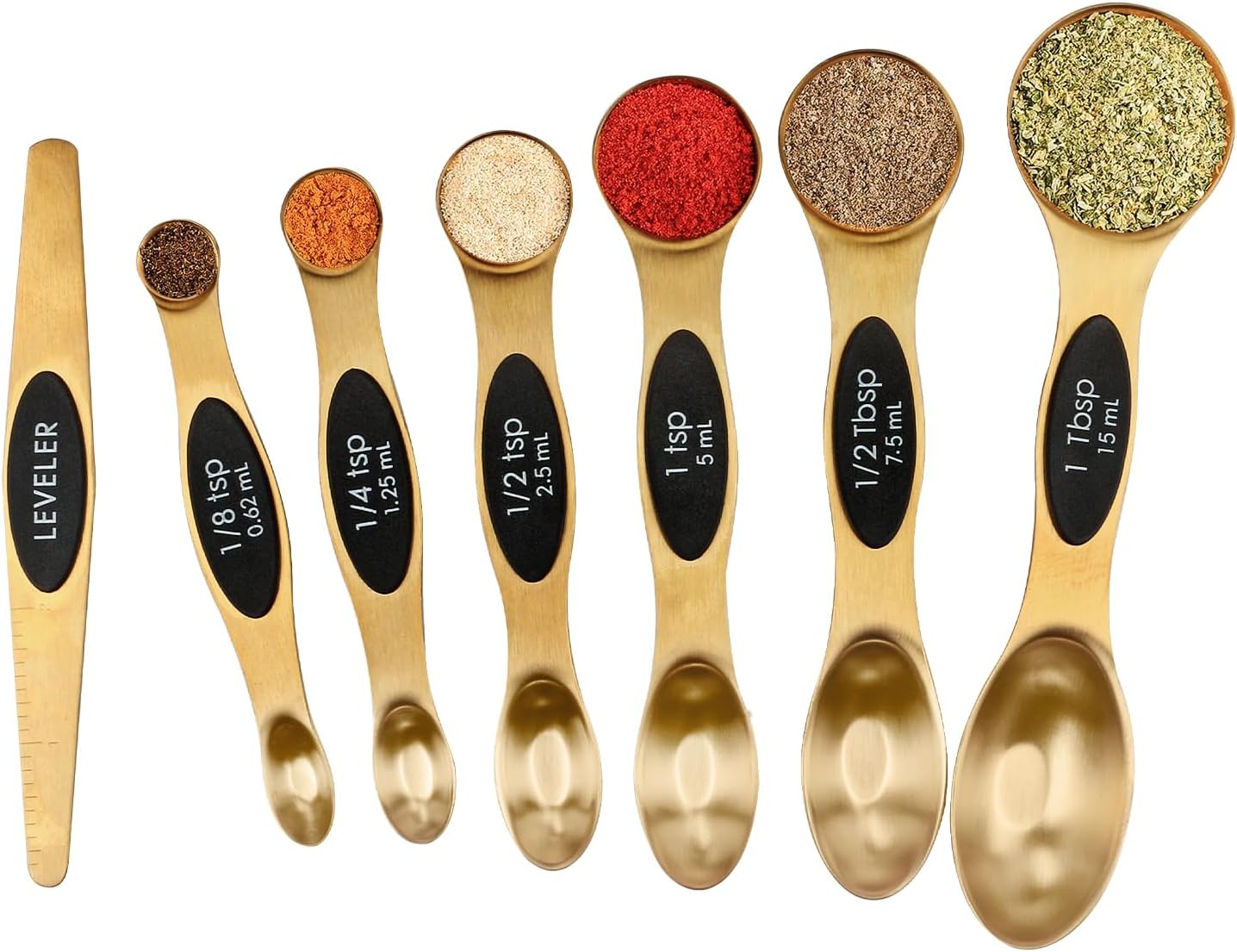 Magnetic Measuring Spoons Set Stainless Steel with Leveler, Stackable Metal Tablespoon Measure Spoon for Baking, Measuring Cups and Spoon Set Kitchen Gadgets Apartment Essentials Fits in Spice Jars