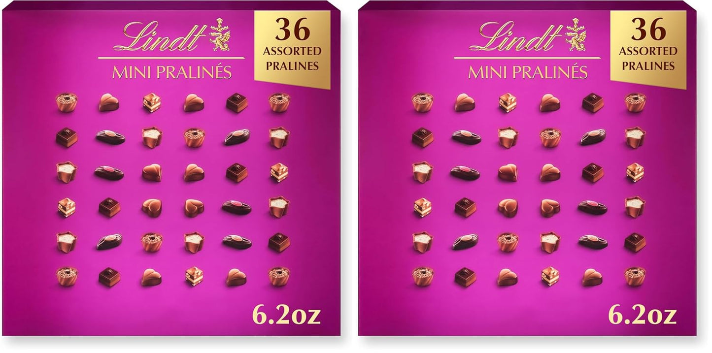 Lindt Mini Pralines, Assorted Chocolate Candy Pralines With Premium Filling, Great For Gift Giving, 6.2 oz. Gift Box