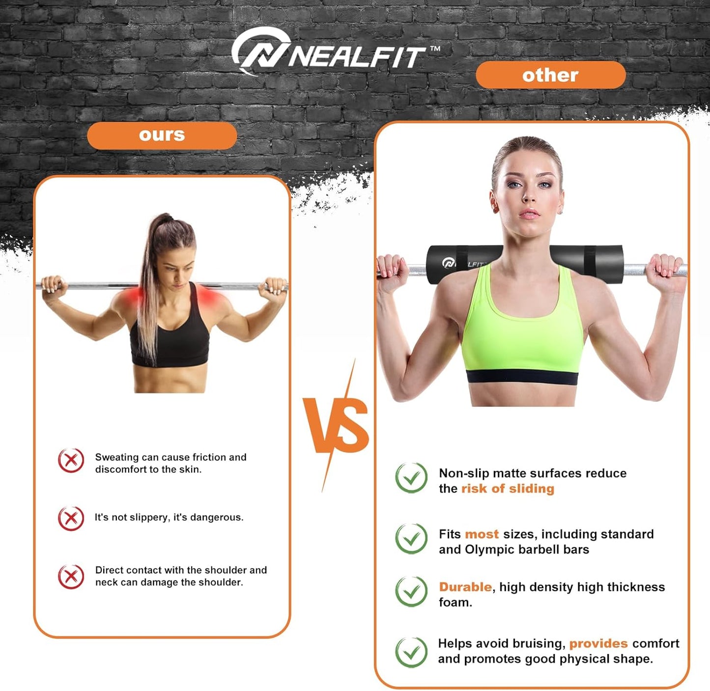 NEALFIT Barbell Pad - Squat Pad for Weightlifting, Lunges & Hip Thrusts
