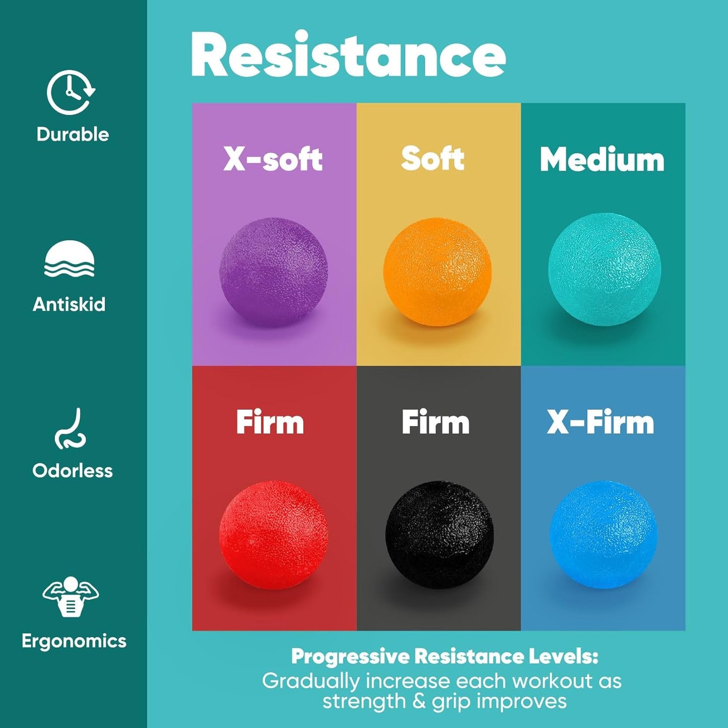 HiKeep Stress Relief Balls - 6 Pack Hand Exercisers for Strength Training, Grip Therapy