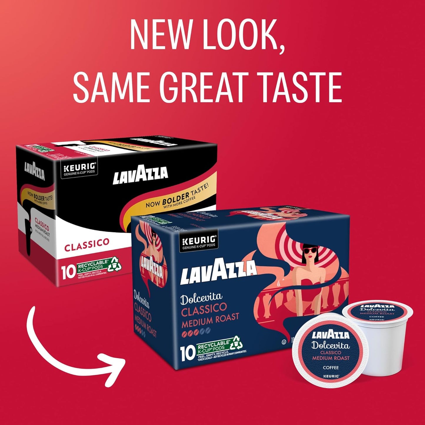 Lavazza Dolcevita Classico single-serve coffee pods for Keurig K-cup machines, medium roast, 60-count box