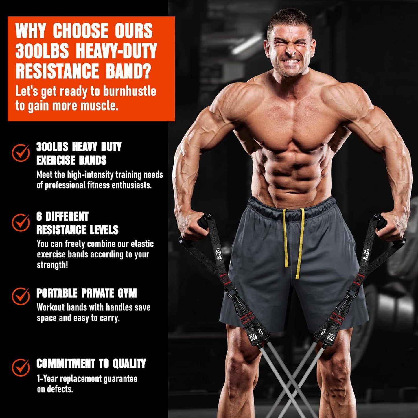 Heavy Resistance Bands for Working Out 300LBS Exercise Bands with Handles