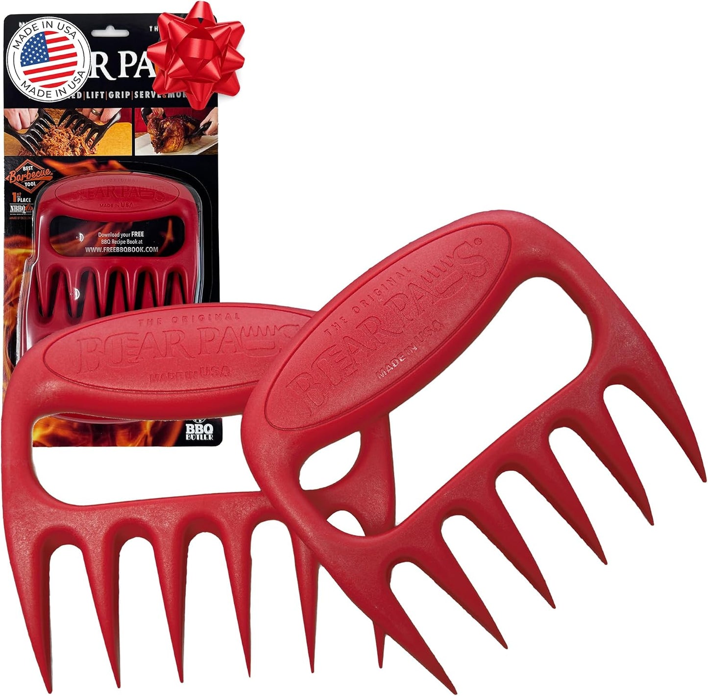 The Original Bear Paw Meat Shredder - Claws for Shredding Pork, Chicken & Any Meat (Black) | Shredder Claws for Pulled Pork, USA Made - Easily Lift, Shred, Pull and Serve Pork, Chicken, Brisket and Turkey