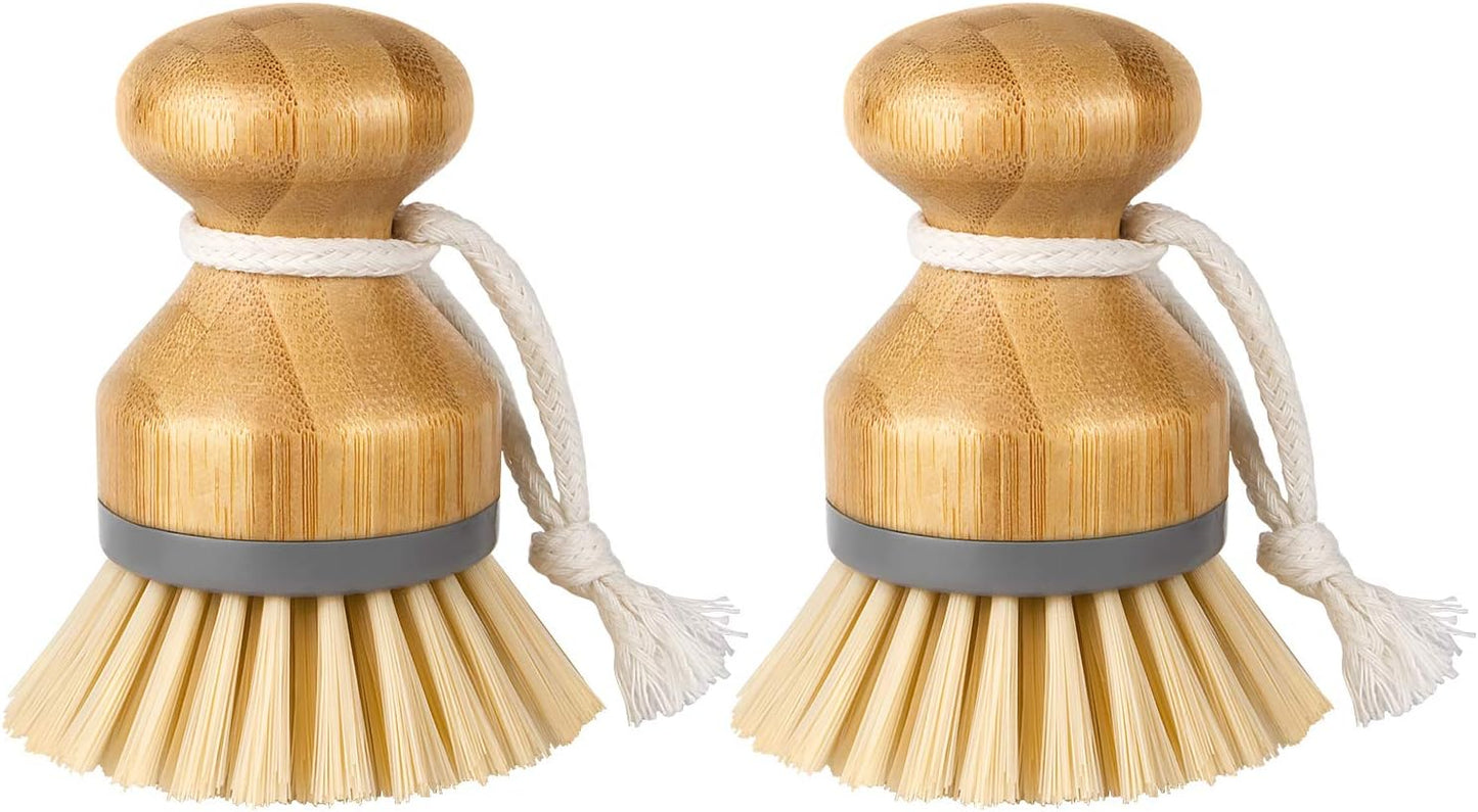 MR.SIGA Bamboo Palm Brush, Dish Scrub Brush, Bamboo Dish Brush, Pack of 2 | Scrub brush for dishes, pans, pots, kitchen sink cleaning, palm scrubber, palm scrub brush, dish scrubber