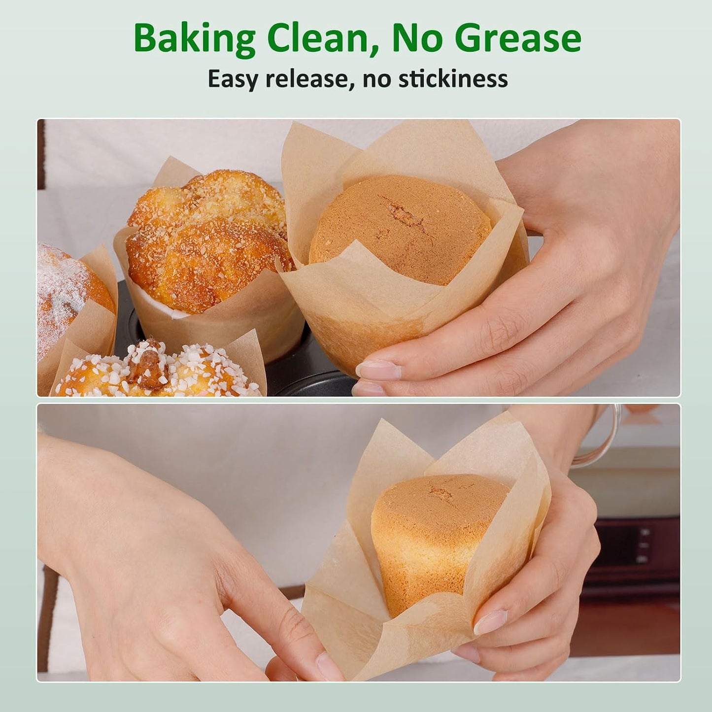 Caperci 150pcs Natural Tulip Cupcake Liners Unbleached European Parchment Paper Baking Cups Muffin Liners for Party, Wedding, Christmas, Birthday