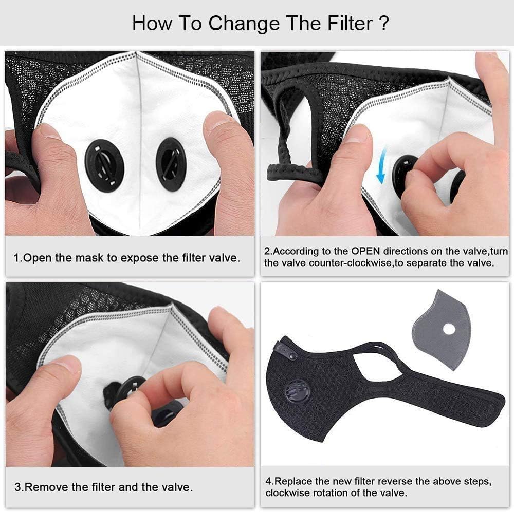 Activated Carbon Face Filters with 8 Exhaust Valves for Cycling Masks