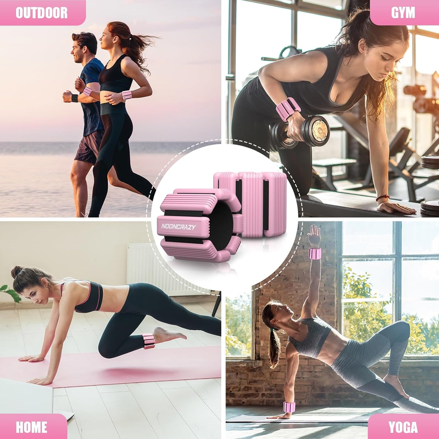 Adjustable Wrist & Ankle Weights Set for Women - Silicone Waterproof 1 lb/2.2 lbs Pair