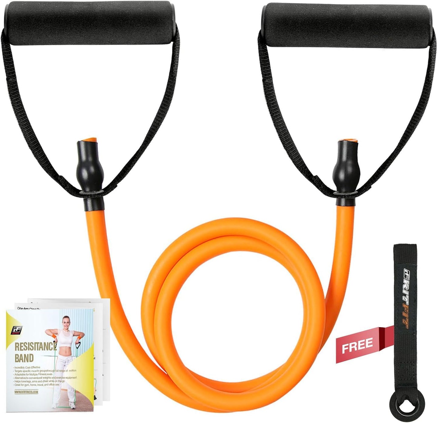 RitFit Single Resistance Exercise Band with Foam Handles - Ideal for Therapy, Strength Training