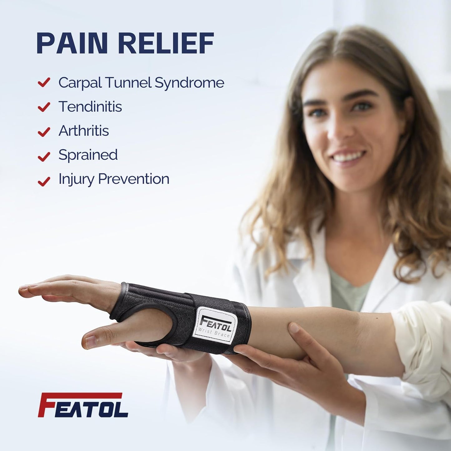 FEATOL Carpal Tunnel Wrist Brace for Work and Night Support