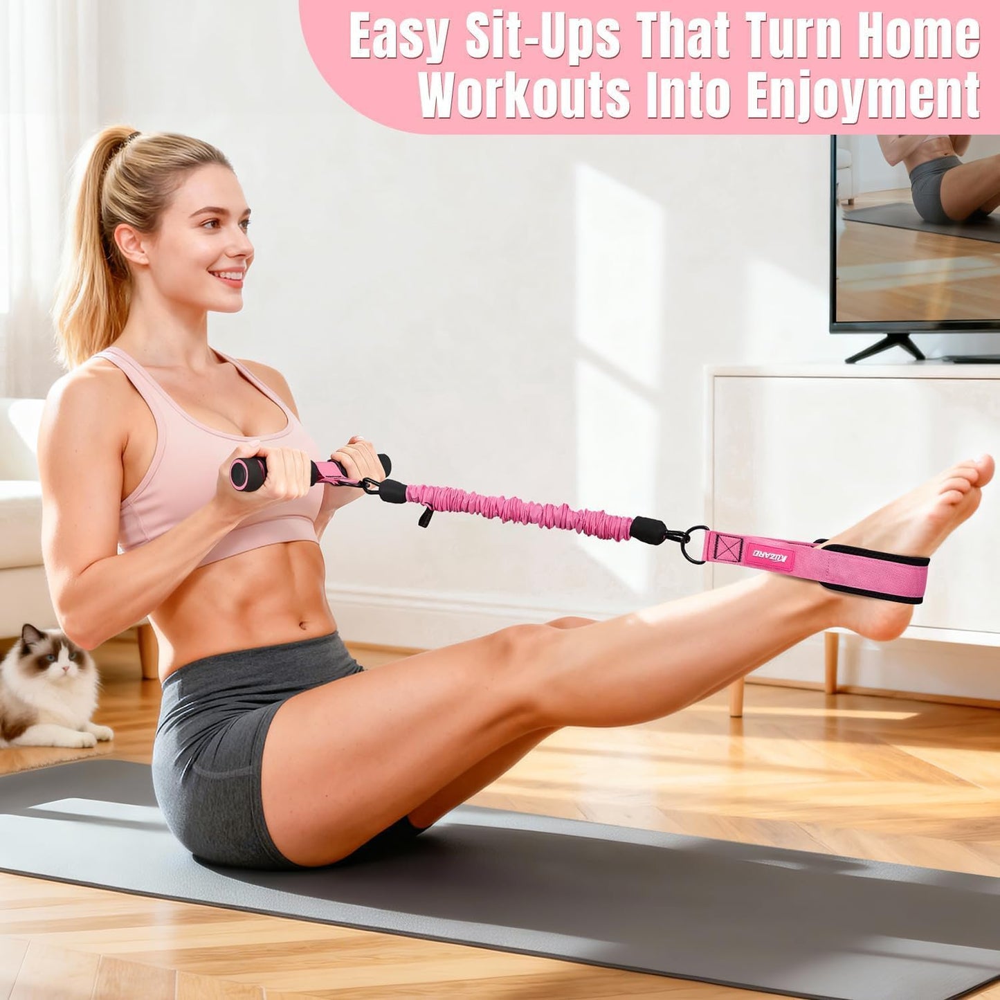 KUZARO Multifunction Pedal Resistance Bands for Full-Body Workout - Adjustable 30-90 lbs