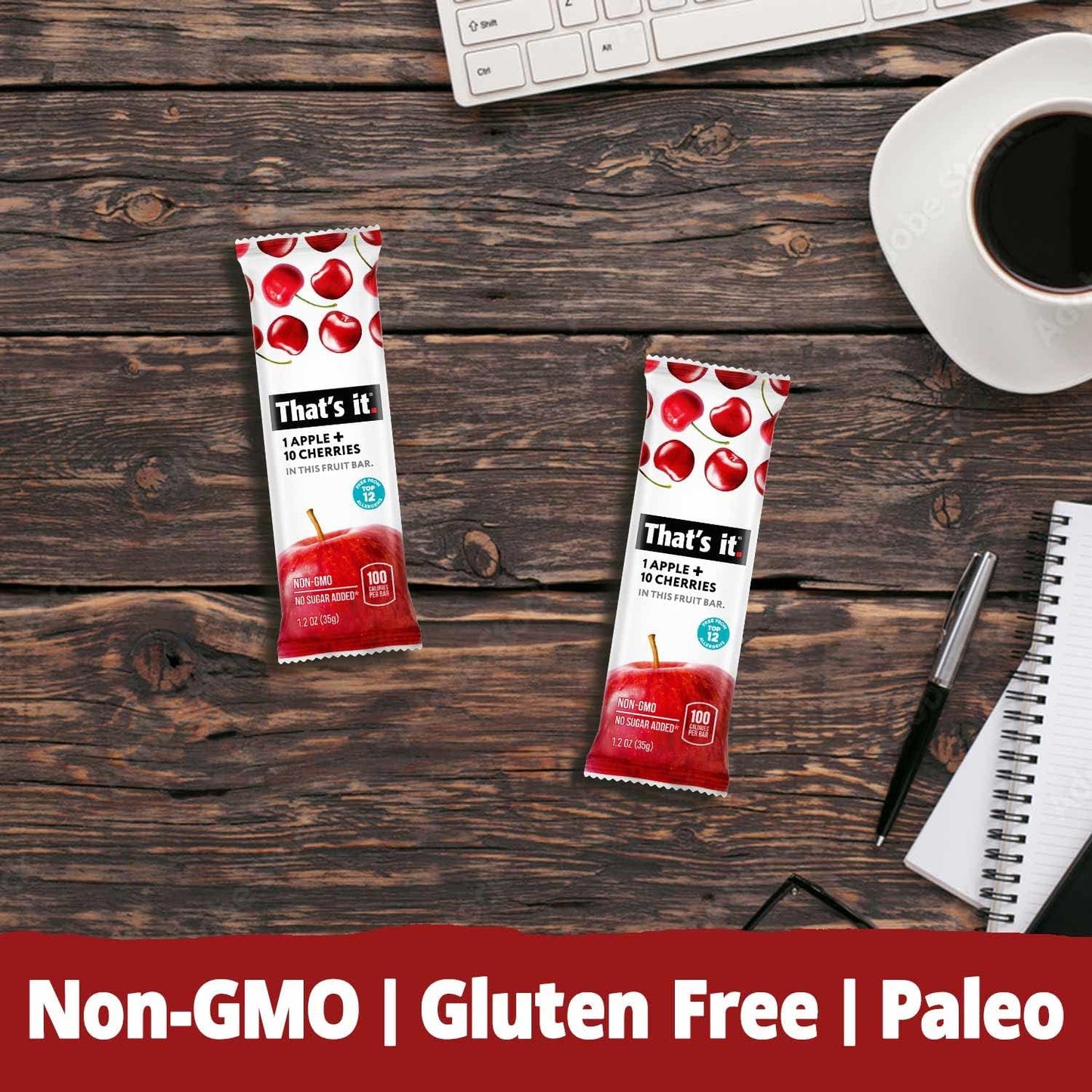 That's It Fruit Bars Variety Pack, 20 Pack, 100% Natural Fruit Snacks, Gluten-Free, Vegan & Low Carb