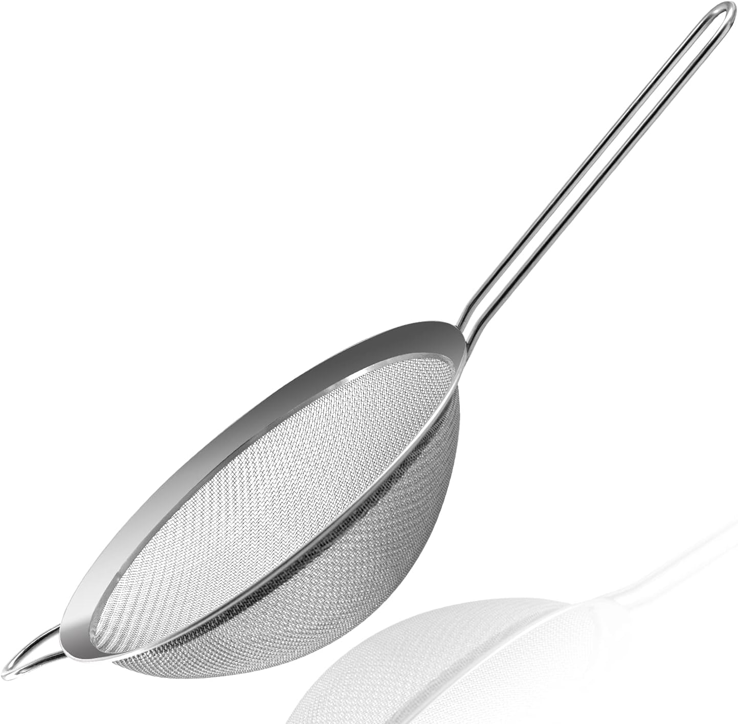 Anaeat Fine Mesh Strainers - Premium Stainless Steel Colander Sieve Sifters, with Durable Mesh and Sturdy Handle, Excellent for Sifting Dry ingredients, Flour, Pastas, Rice, Tea (3.15"+5.5"+7.87")