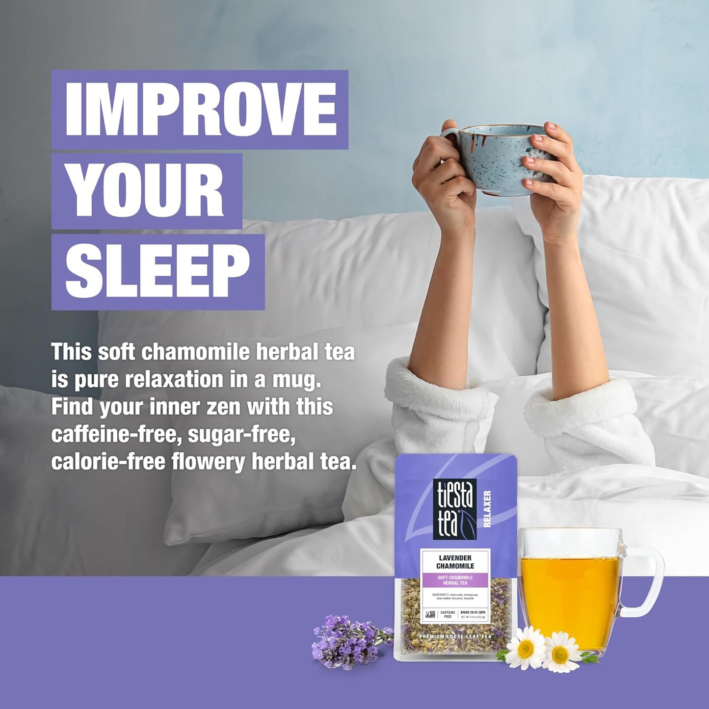 Tiesta Tea Lavender Chamomile Herbal Tea Loose Leaf 25 Cups 0.9 Ounce Resealable Pouch