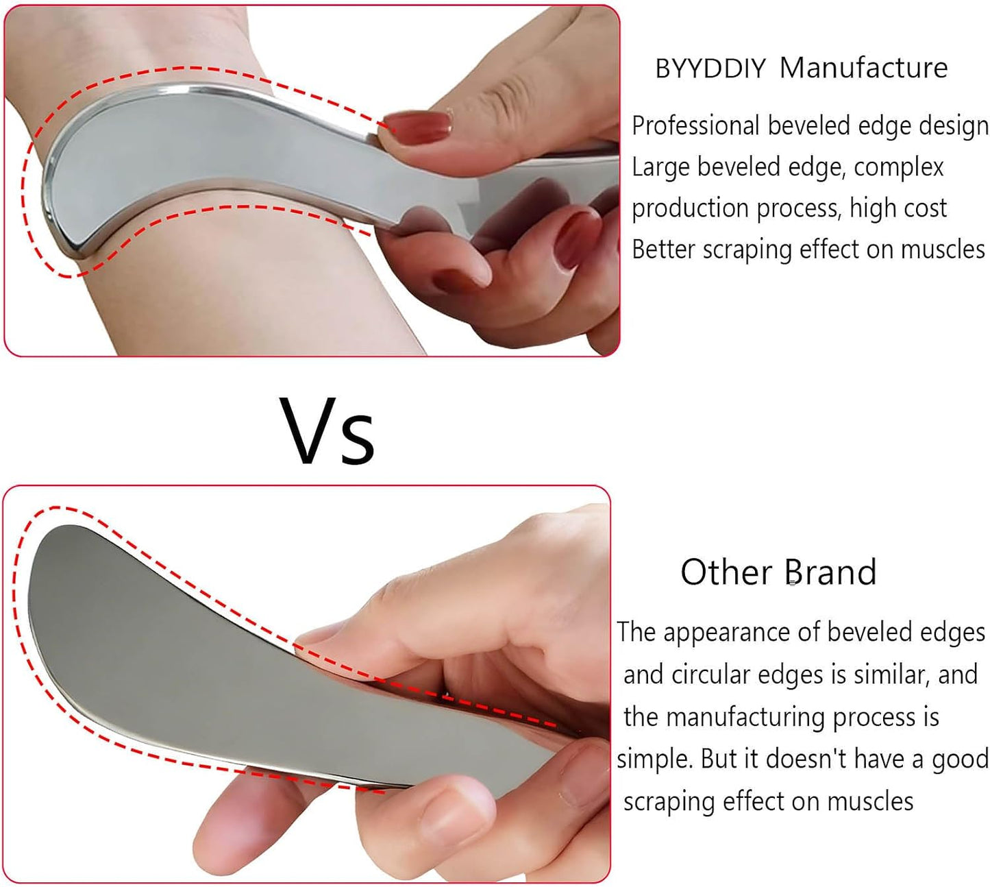 BYYDDIY Stainless Steel Gua Sha Muscle Scraper Tool for Physical Therapy