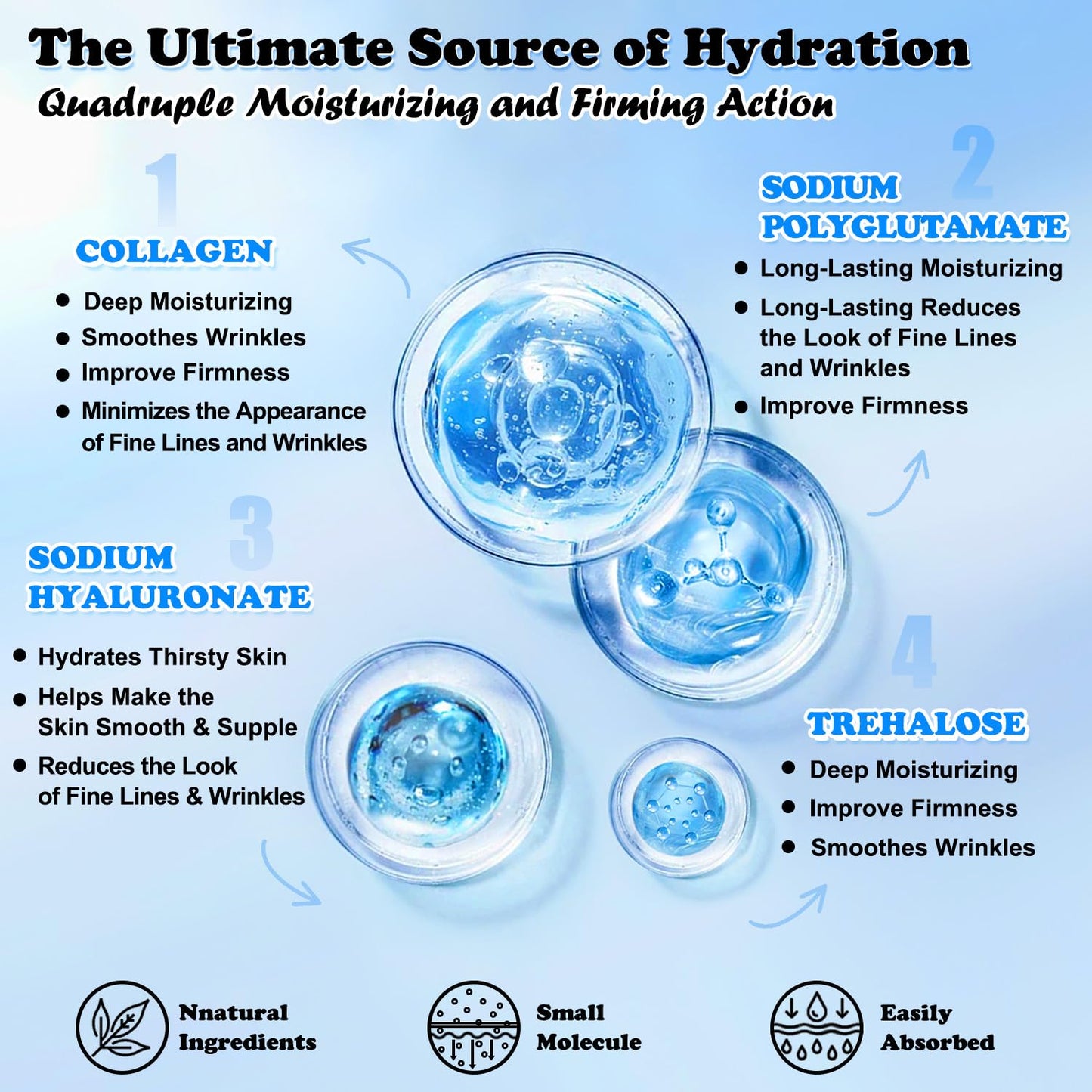 Collagen Face Mask with Hyaluronic Acid and Vitamin E Oil for Skin Care
