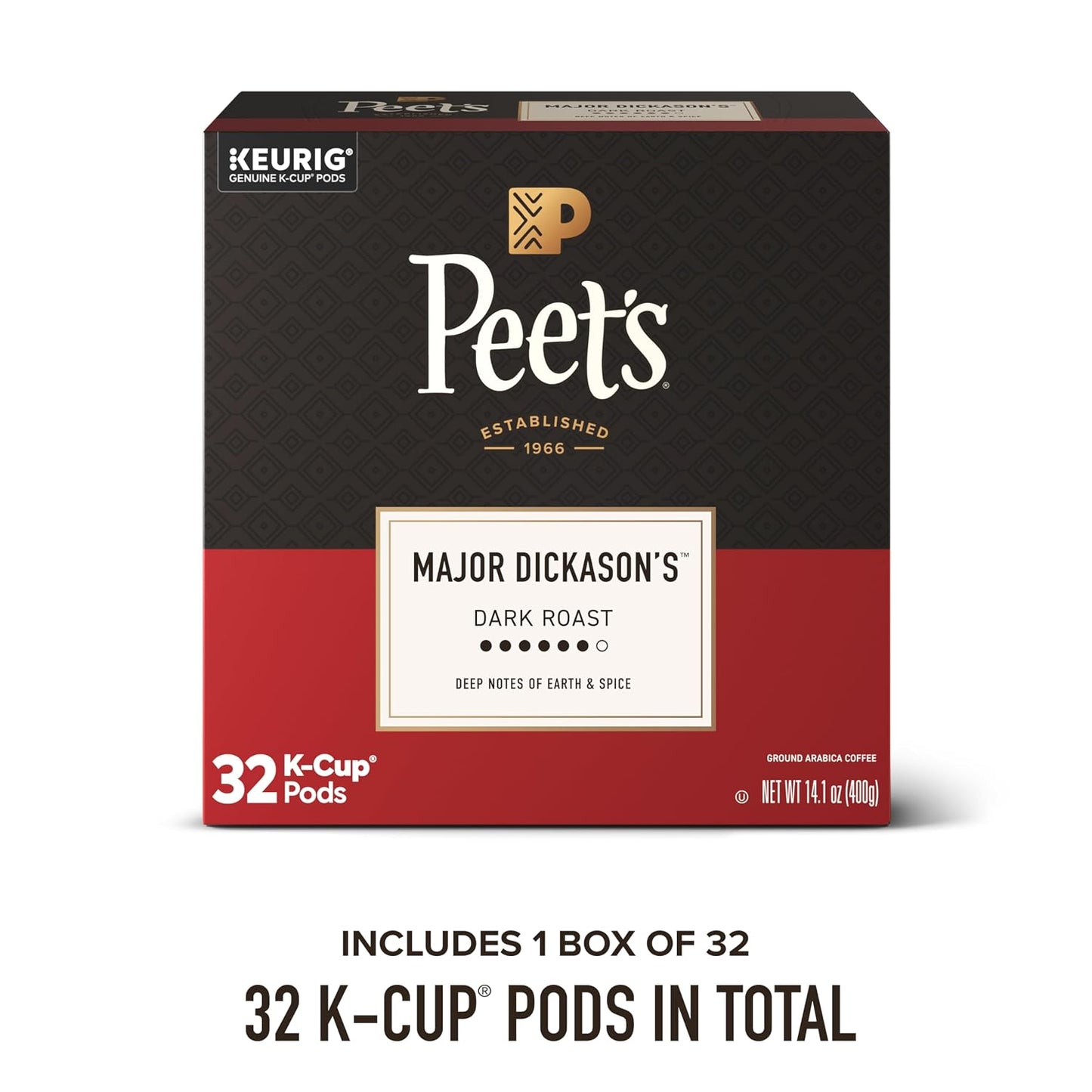 Peet's Coffee Dark Roast Keurig K-Cup Pods 100% Arabica Coffee 32 Count
