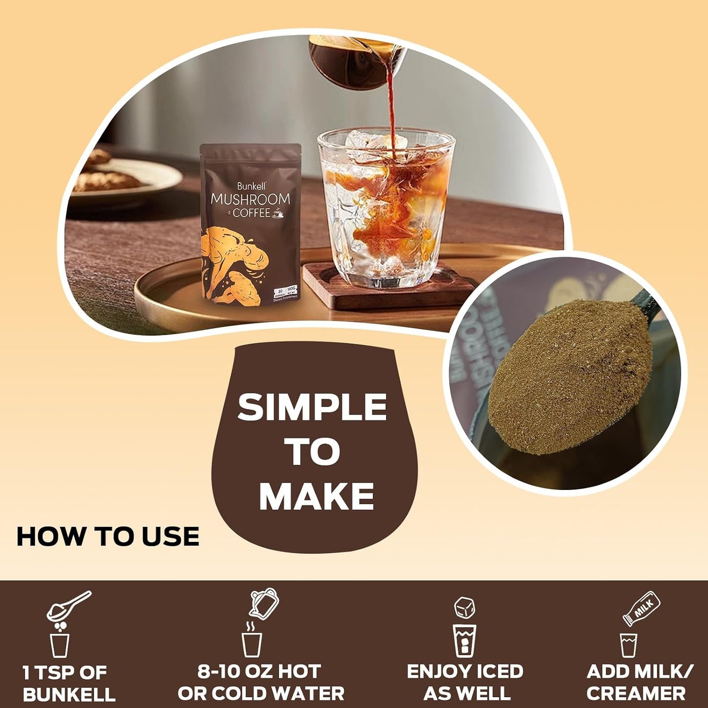 Mushroom Coffee Blend with 6 Adaptogenic Mushrooms for Energy and Immune Support