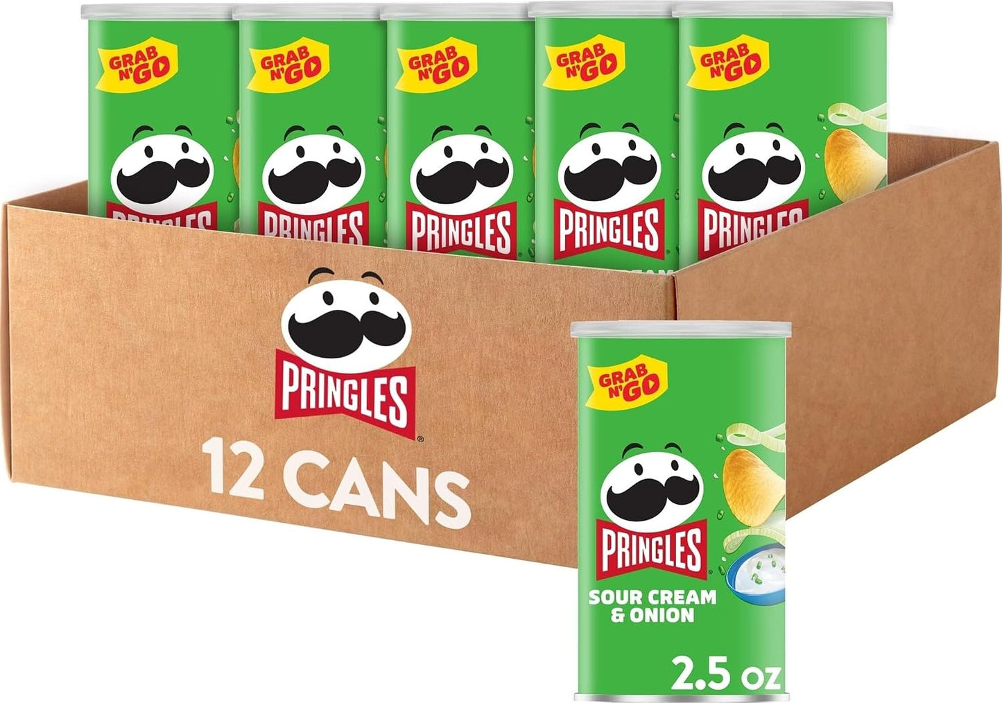 Sour Cream and Onion Flavored Pringles Potato Crisps, 12 Cans, 1.88 Pounds