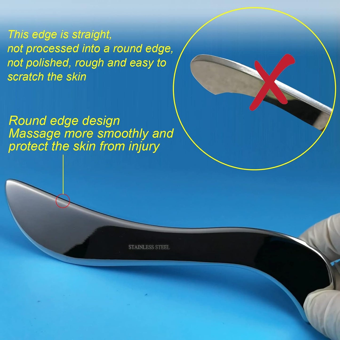 BYYDDIY Stainless Steel Gua Sha Muscle Scraper Tool for Physical Therapy