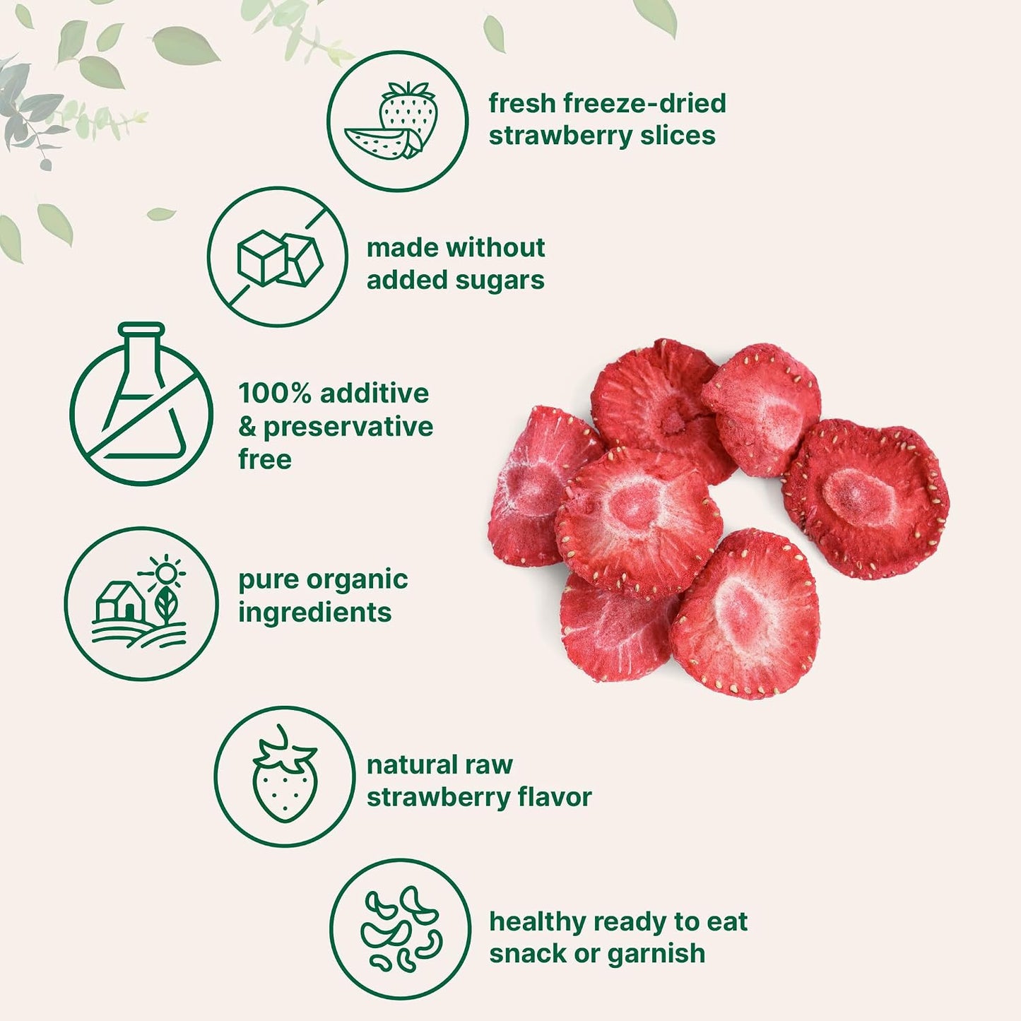 Organic Freeze-Dried Strawberries Sliced, 6.4oz, No Sugar or Additives