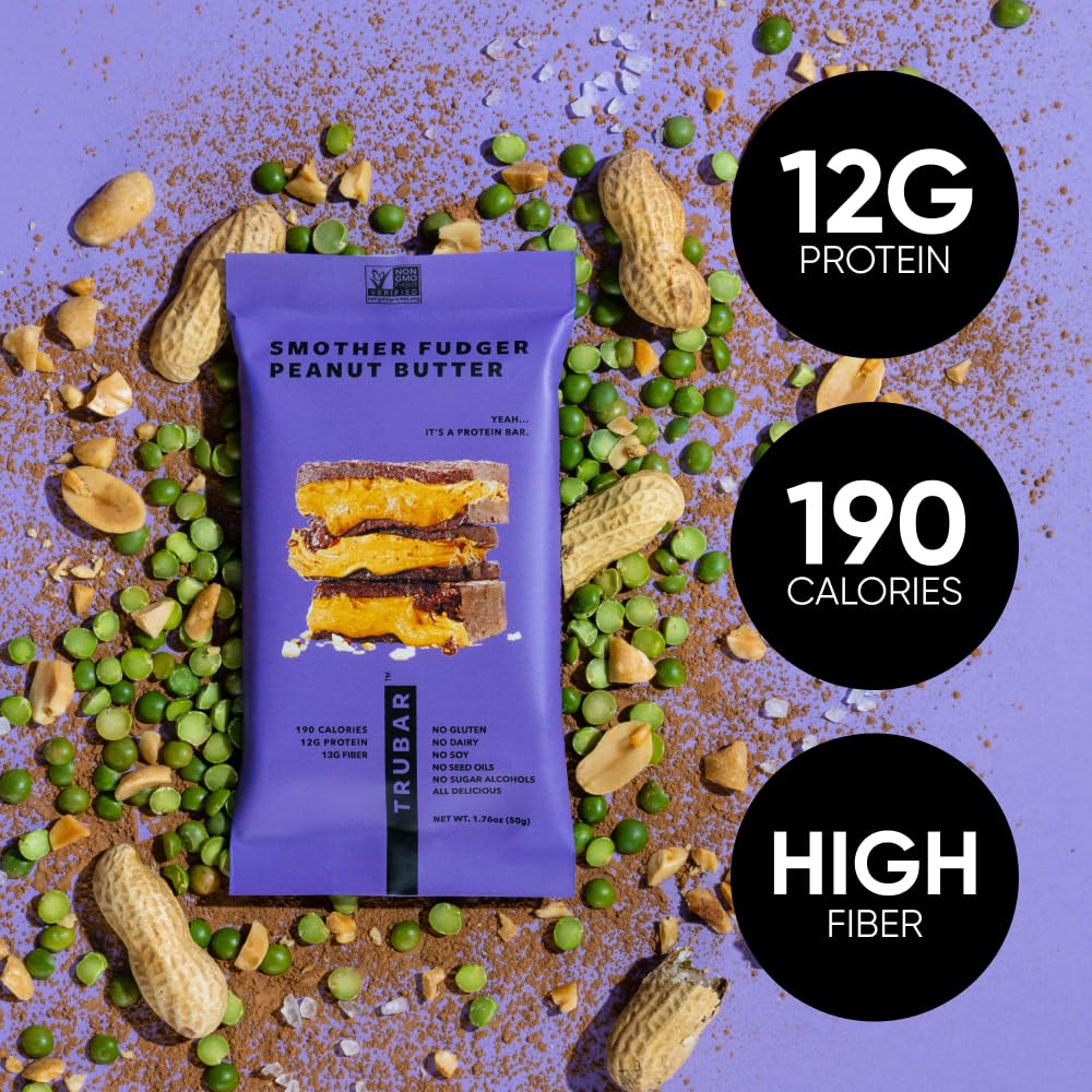 TRUBAR Vegan Protein Bars Variety Pack, 15 Count, Gluten Free, Plant Based, High Fiber