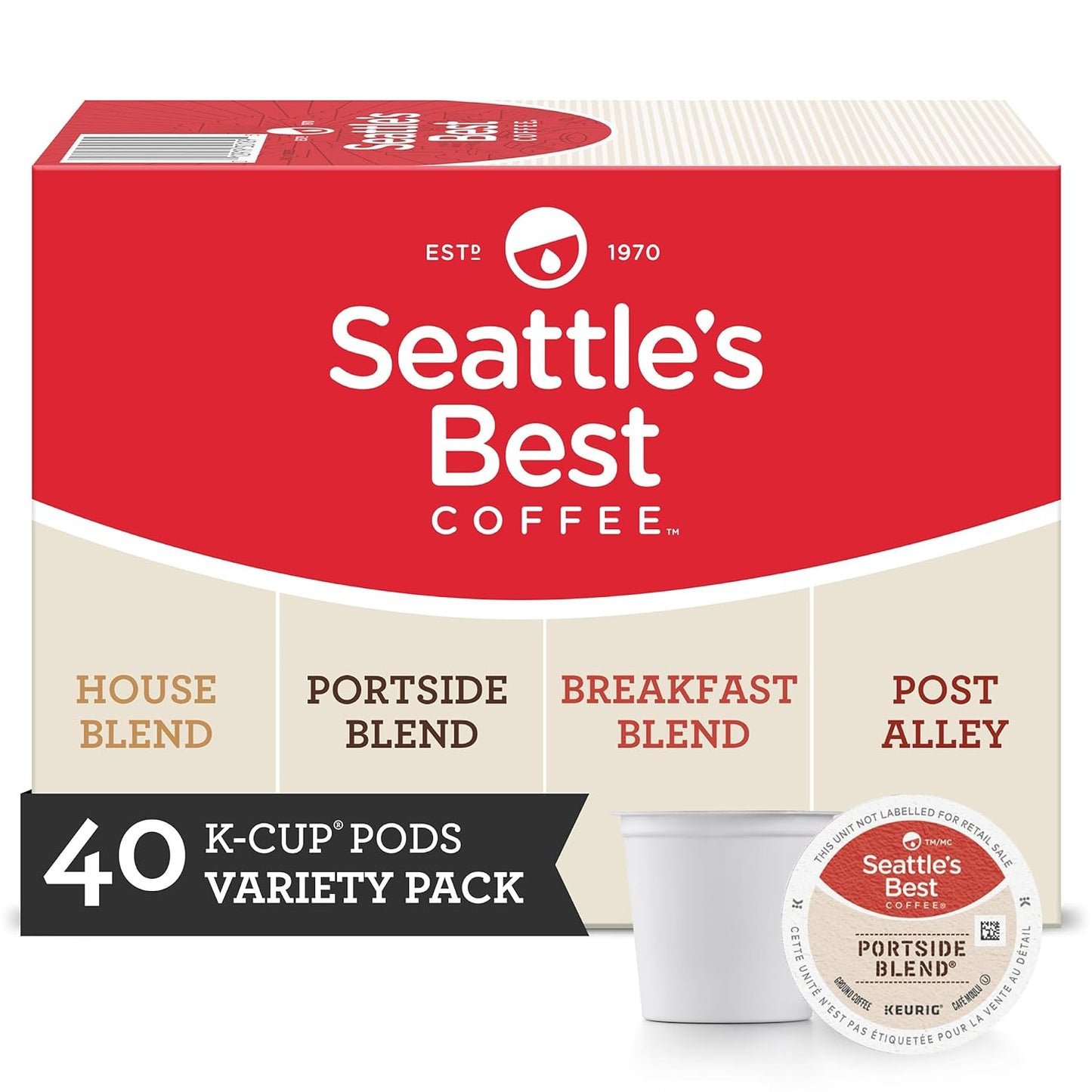 Seattle's Best Coffee, Medium Roast K-Cup Coffee Pods, Breakfast Blend, 100% Arabica, 6 Boxes