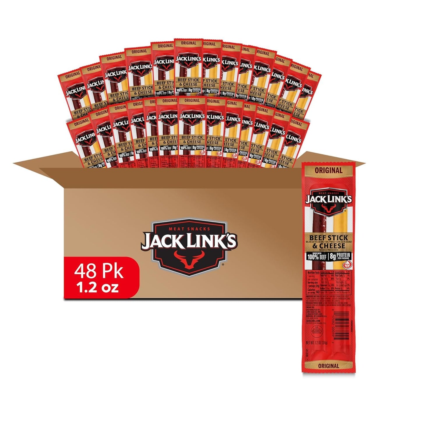 Jack Link's Jalapeno Beef Jerky Sticks and Cheese Sticks Combo, 16 Pack, 1.2 oz Snack Packs