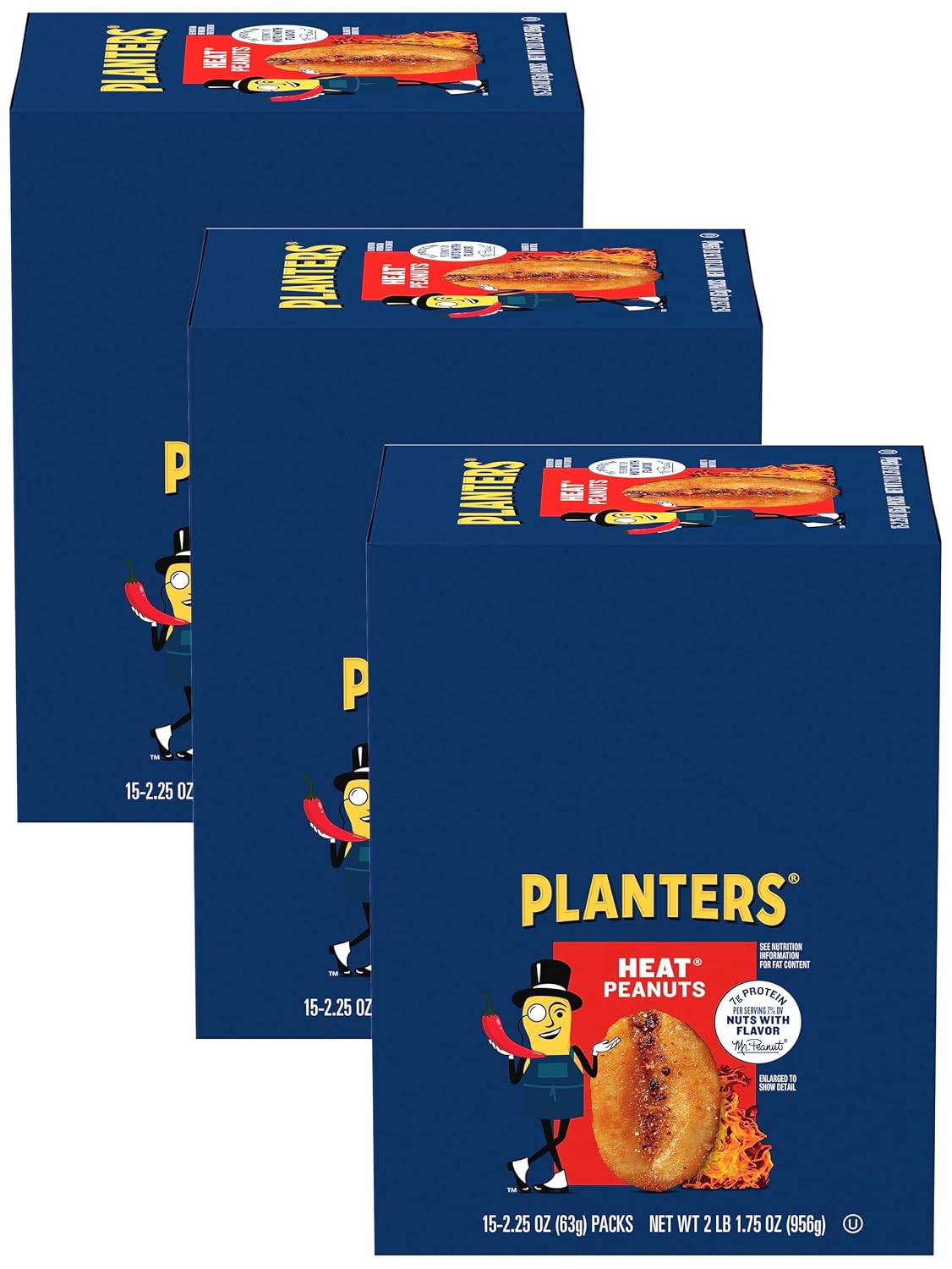 Planters Heat Peanuts, Spicy Snacks, 15-Pack, 2.25 oz Nuts
