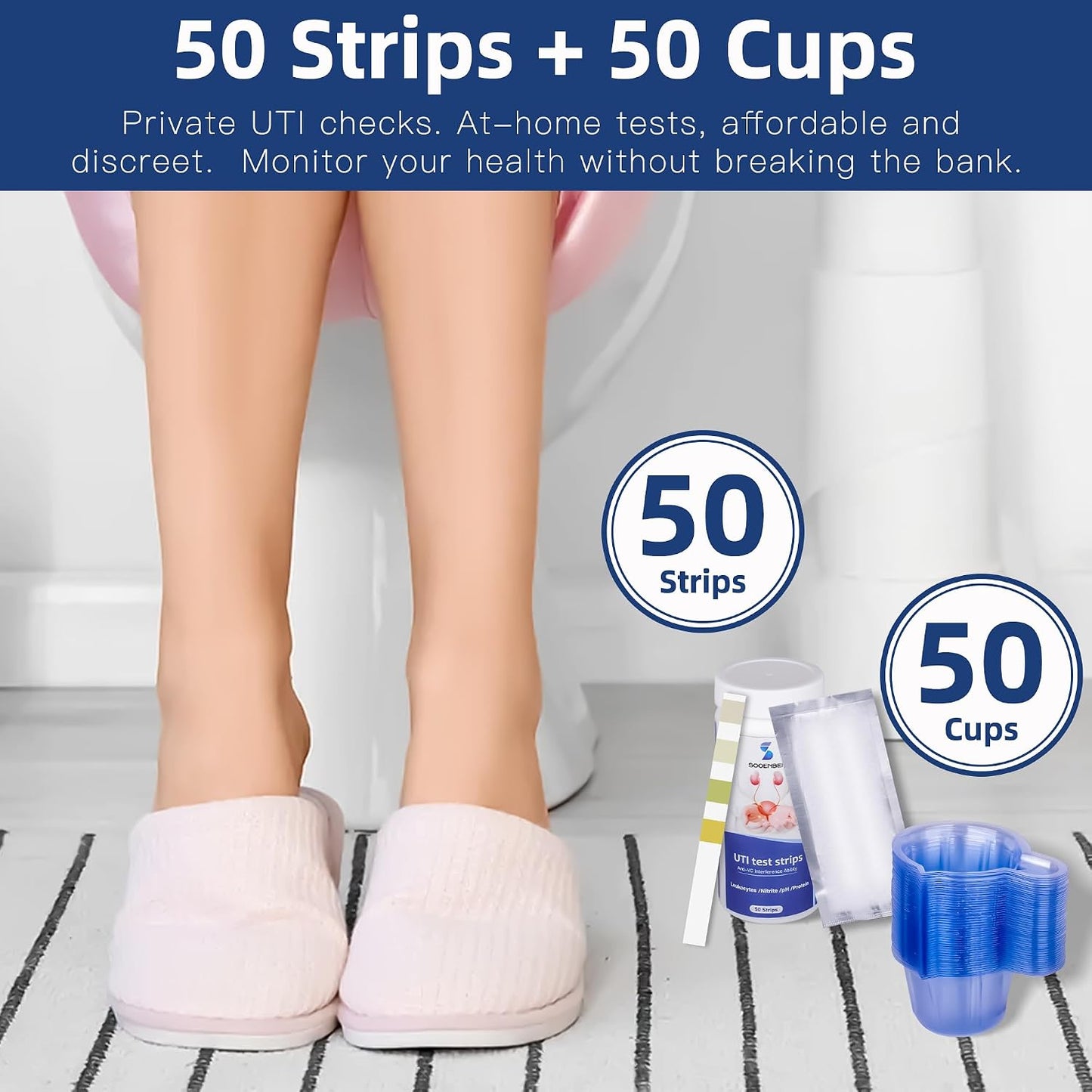 Sooenben 4-in-1 UTI Test Strips, 50ct Full Panel Urinary Tract Infection Test Kit