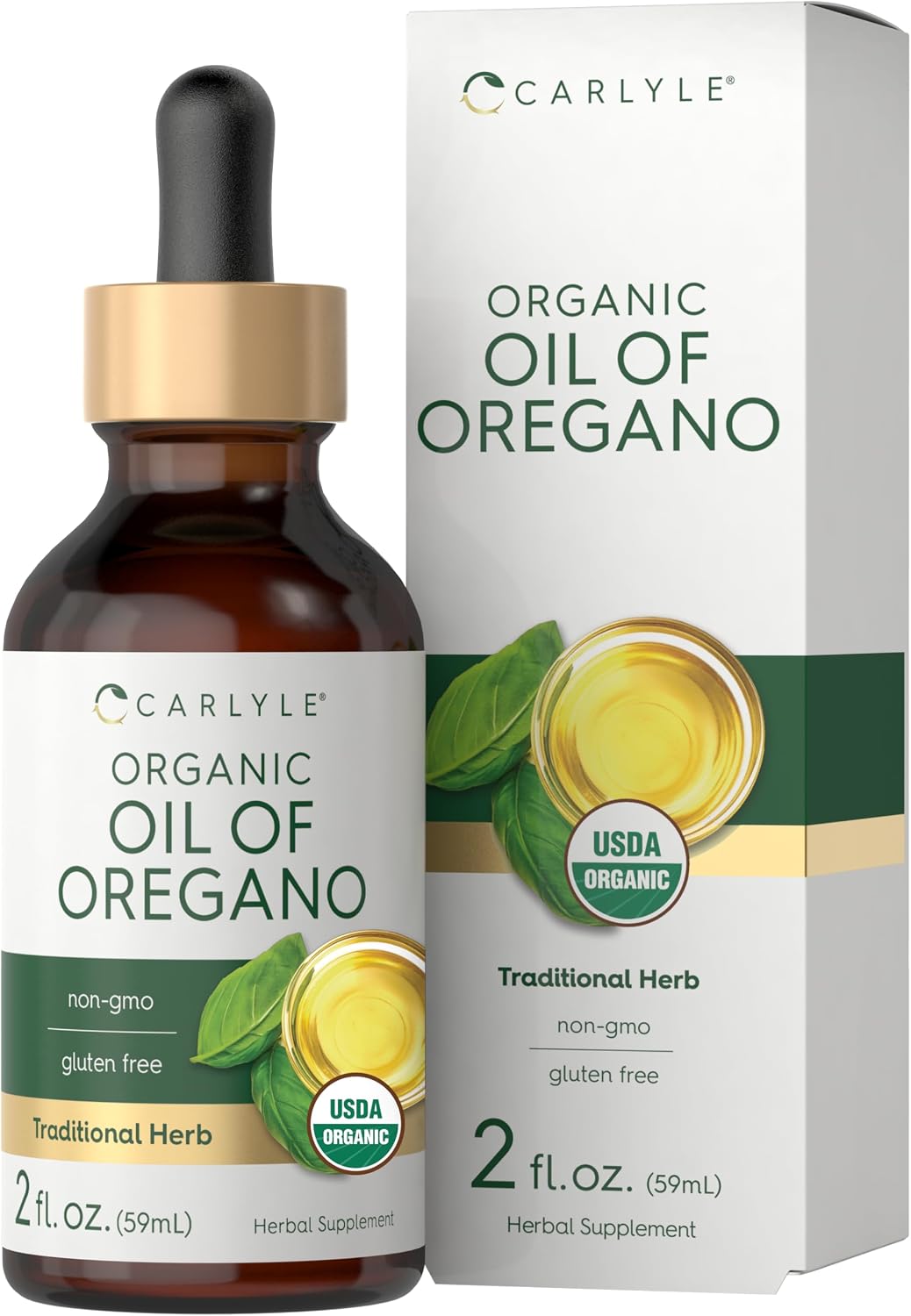 Carlyle Organic Oil of Oregano Liquid Drops - 2 fl oz - 1 Year Supply | Vegan Herbal Supplement | Non-GMO, Gluten Free