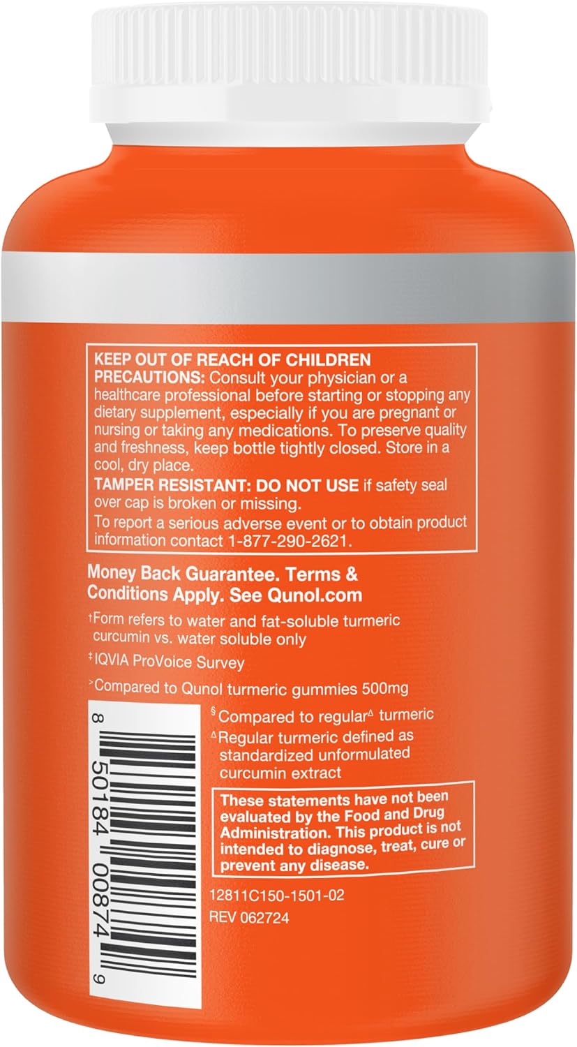 Qunol Turmeric Curcumin Supplement, 1000mg with Ultra High Absorption, for Joint Support, Extra Strength Capsules, 150 Count