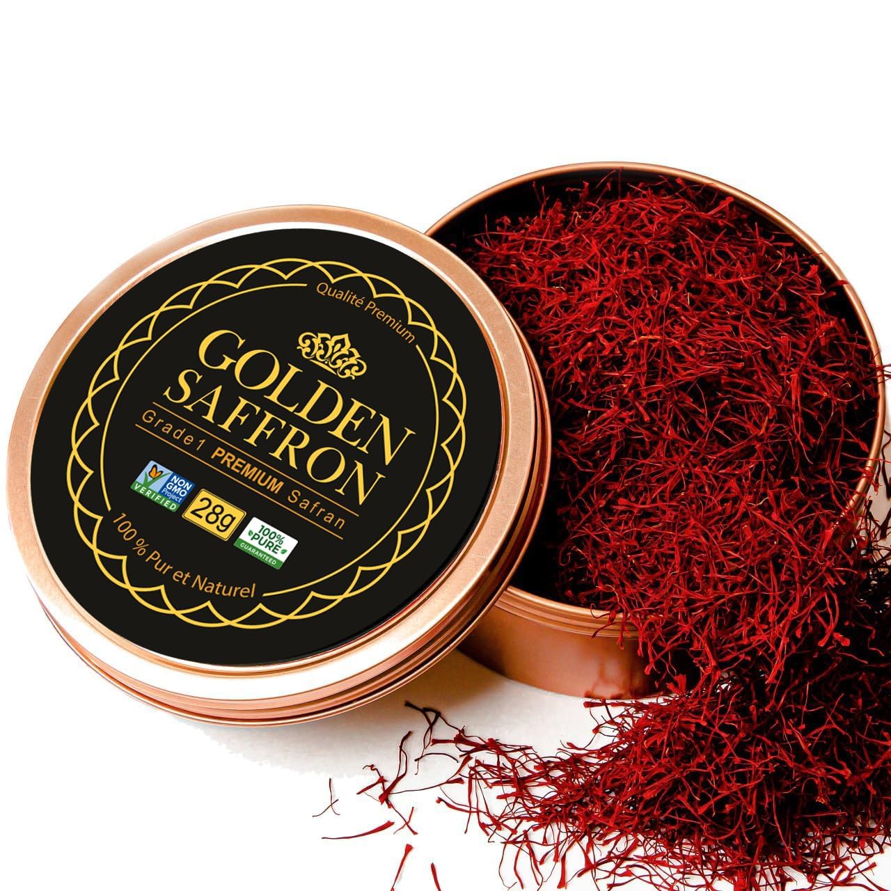 Golden Saffron, Finest Pure Premium All Red Saffron Threads Grade A+ Super Negin, Non-GMO Verified 2.0 Grams