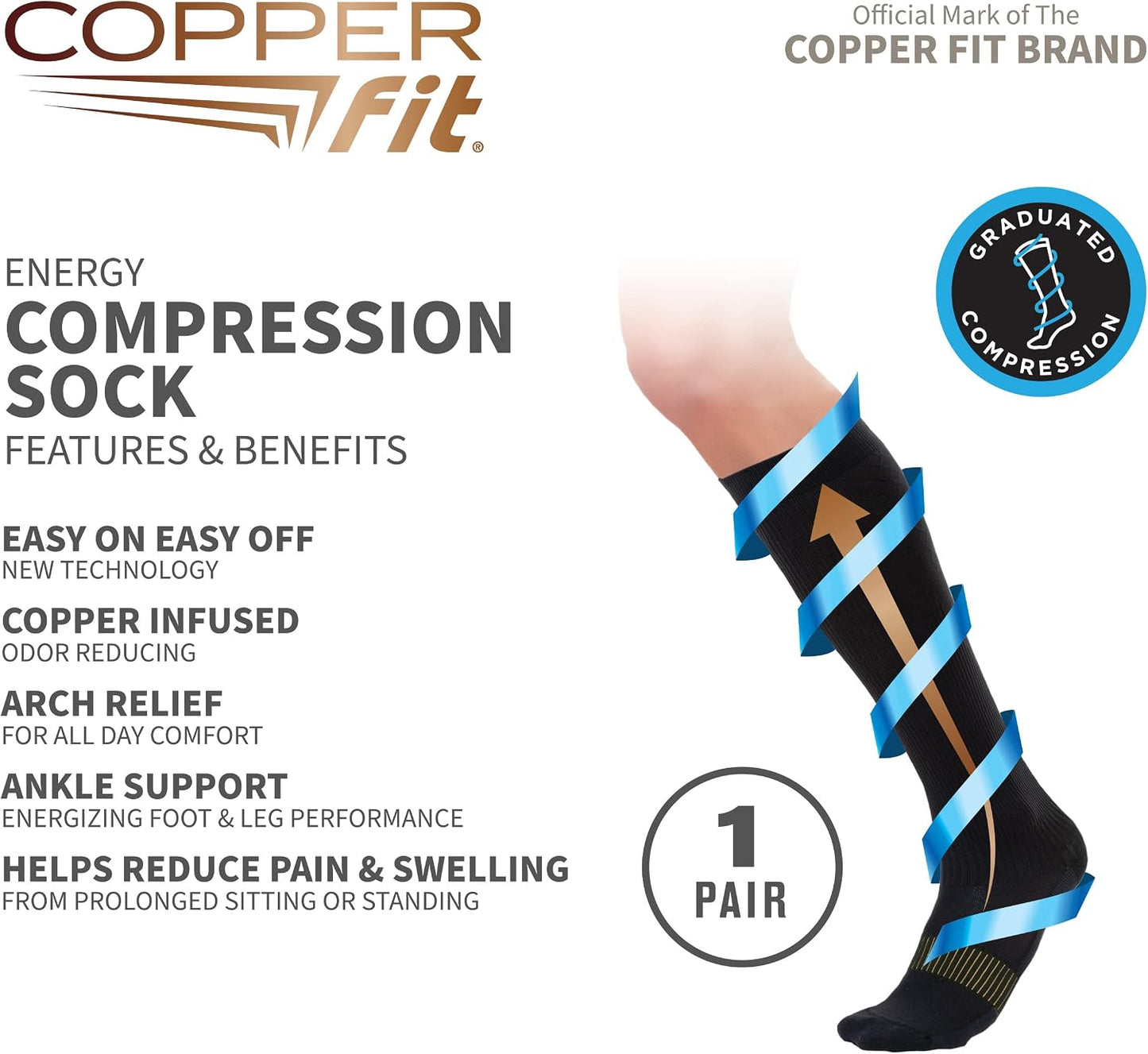 Easy On/Off Energy Compression Socks Made in USA and Imported